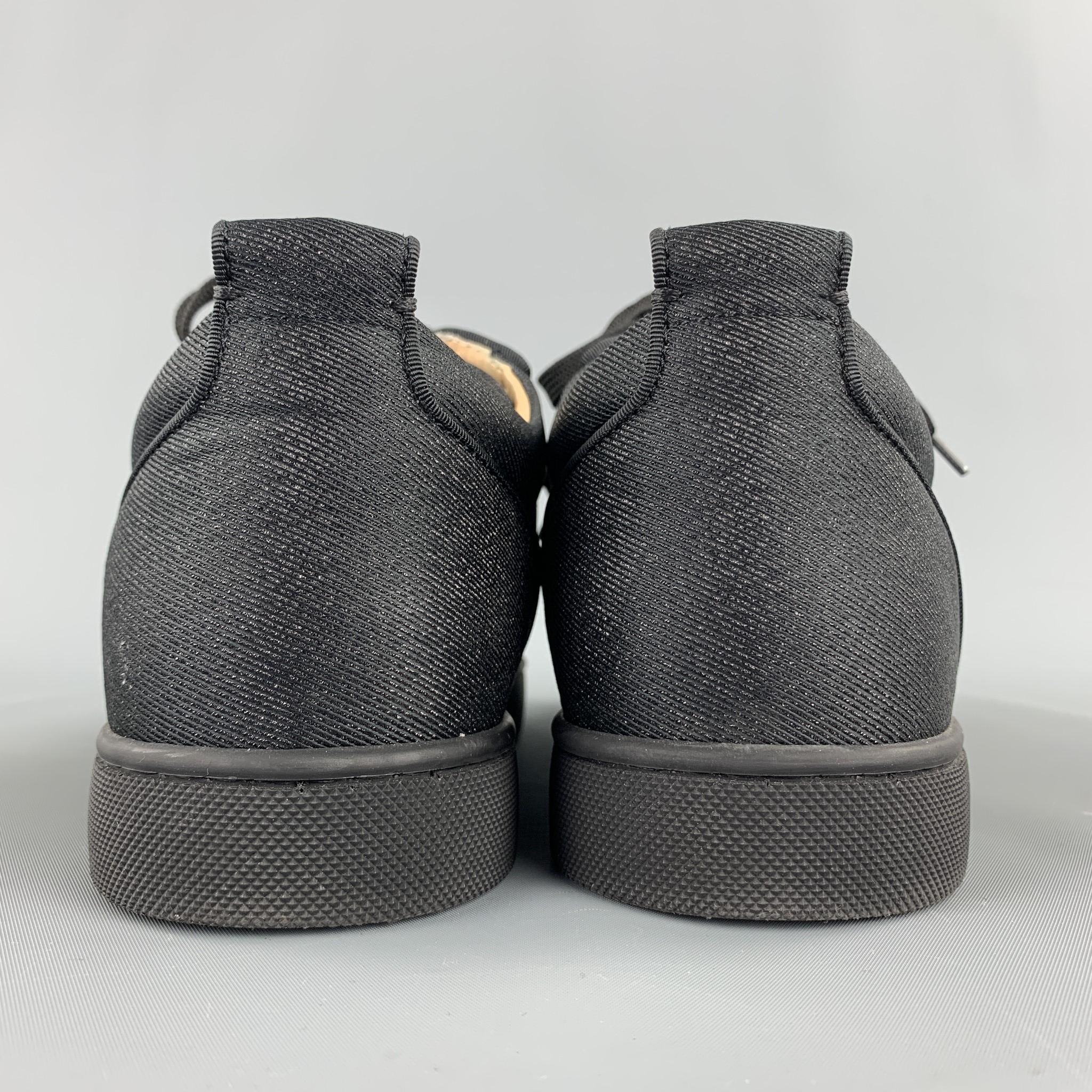 CHRISTIAN LOUBOUTIN Size 9 Black Lurex Denim Lace Up Sneakers 1