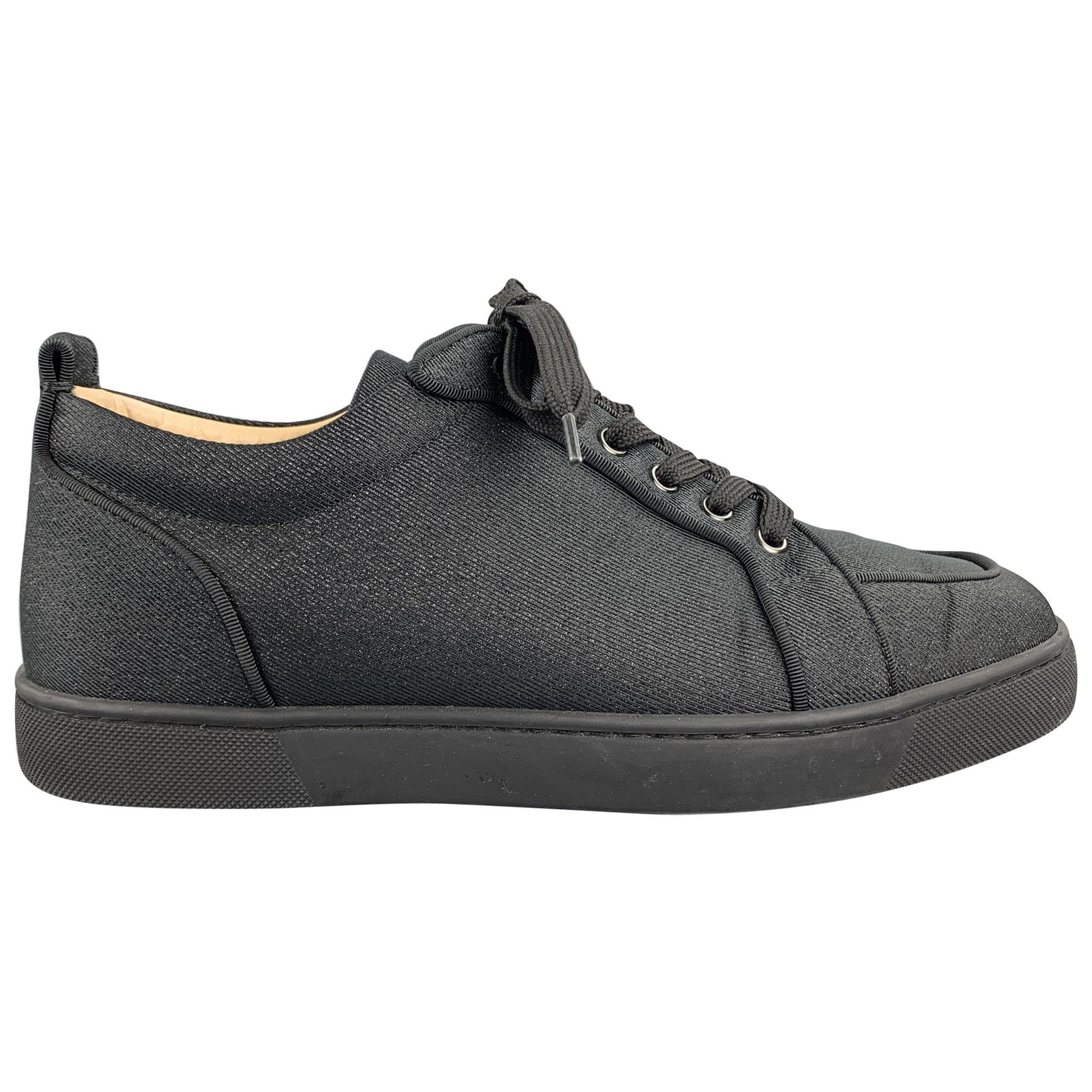 CHRISTIAN LOUBOUTIN Size 9 Black Lurex Denim Lace Up Sneakers