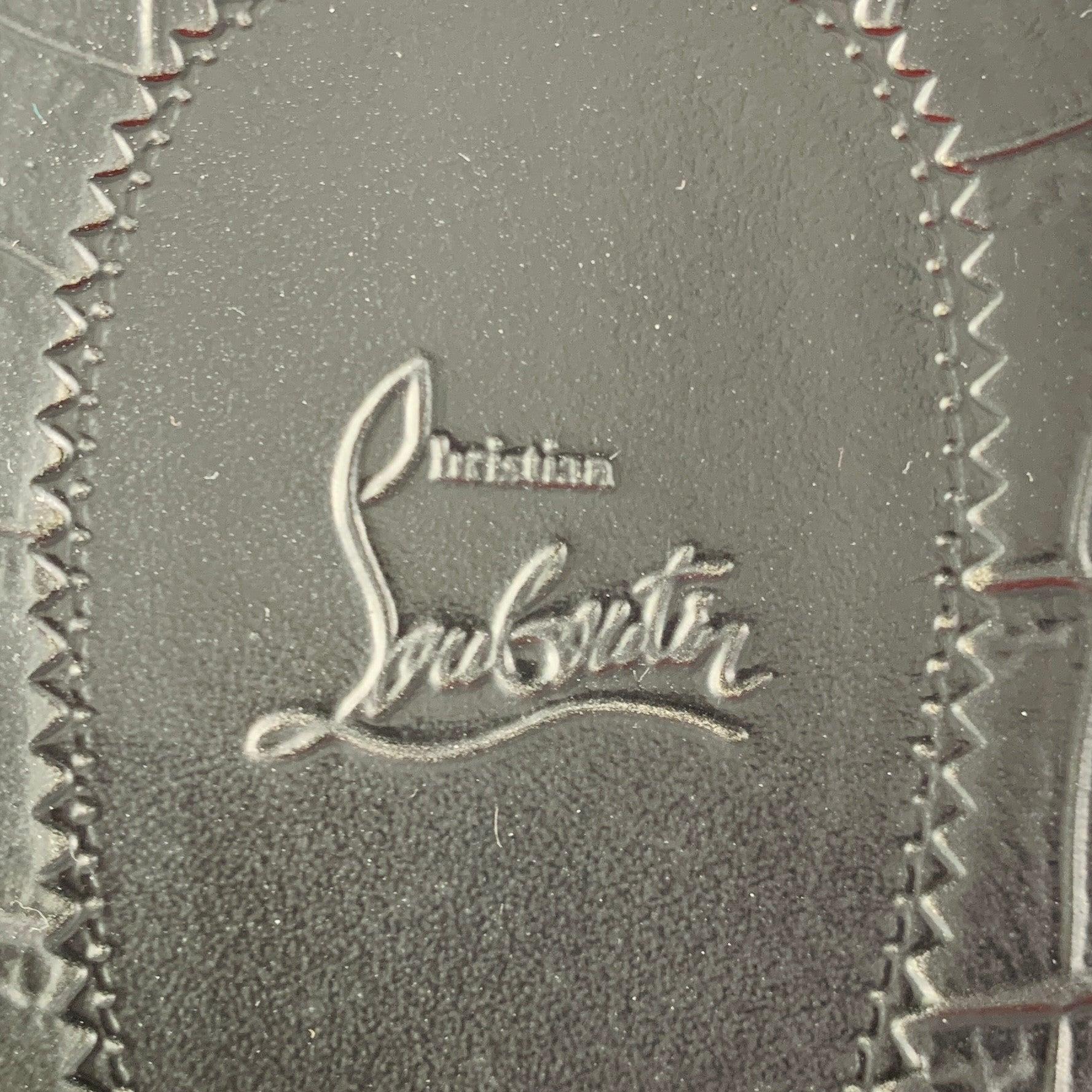 CHRISTIAN LOUBOUTIN Größe 9 Schwarze Slip-On-Sandalen aus strukturiertem Leder im Angebot 4