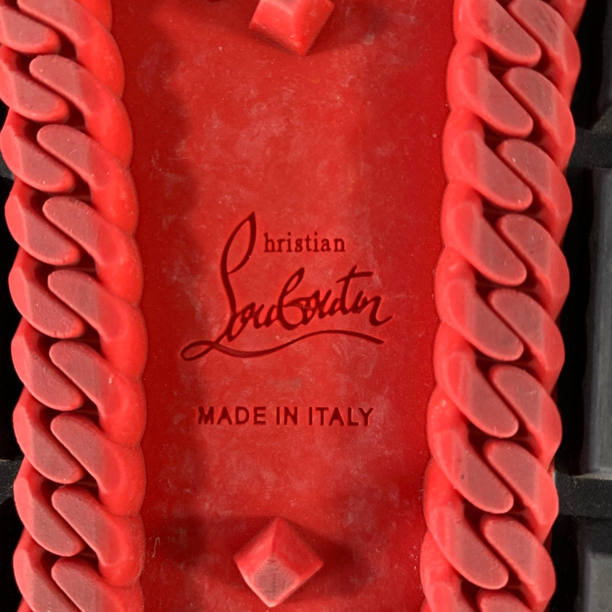 CHRISTIAN LOUBOUTIN Größe 9 Schwarze Slip-On-Sandalen aus strukturiertem Leder 5
