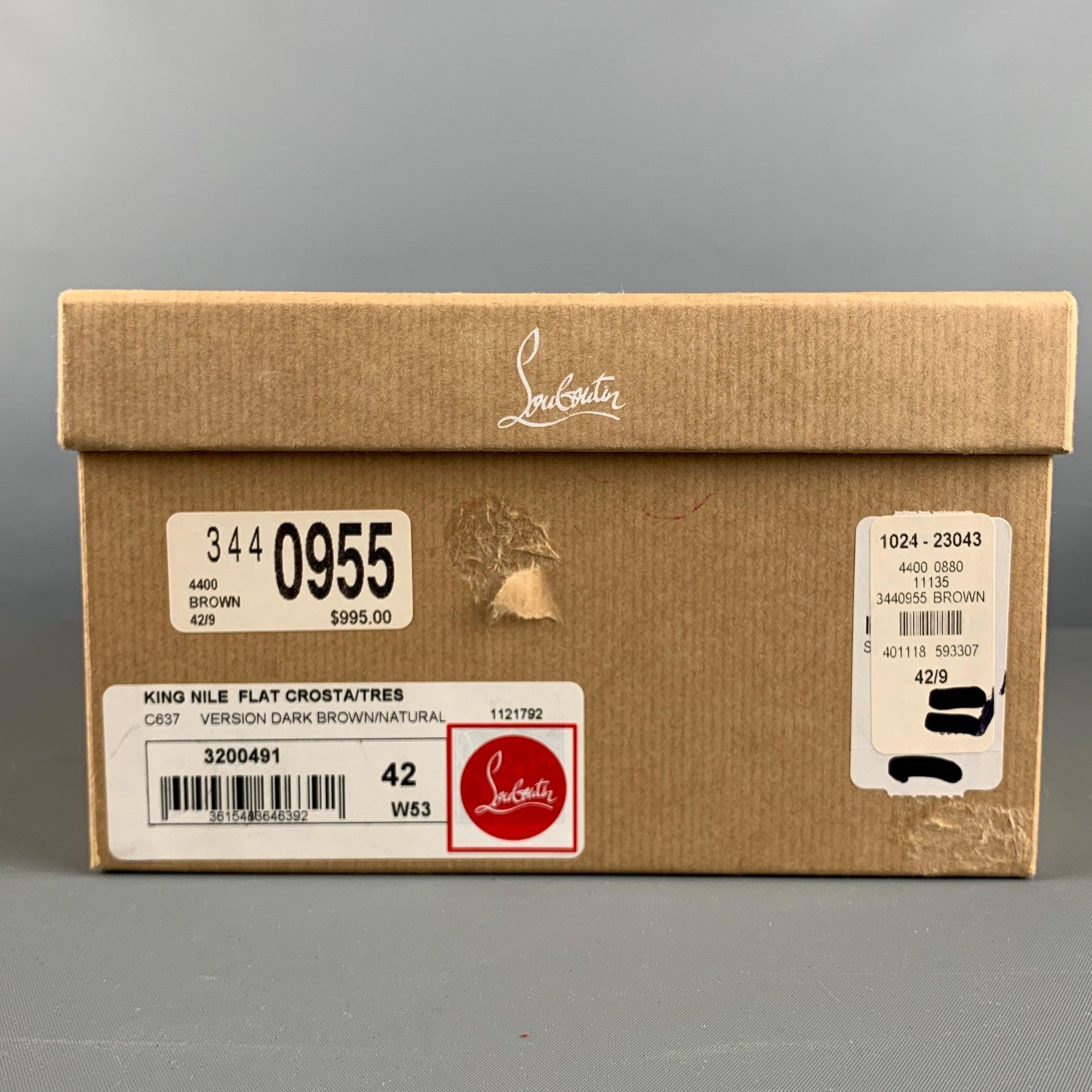 CHRISTIAN LOUBOUTIN Size 9 Brown Beige Mixed Materials Woven Tassels Loafers For Sale 3