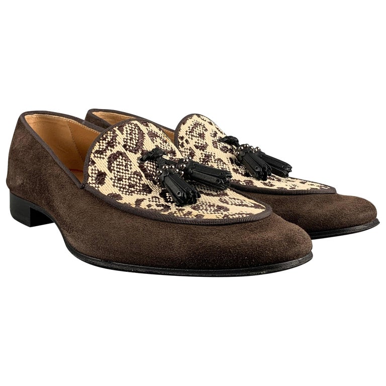 CHRISTIAN LOUBOUTIN Size 9 Brown Beige Mixed Materials Woven 