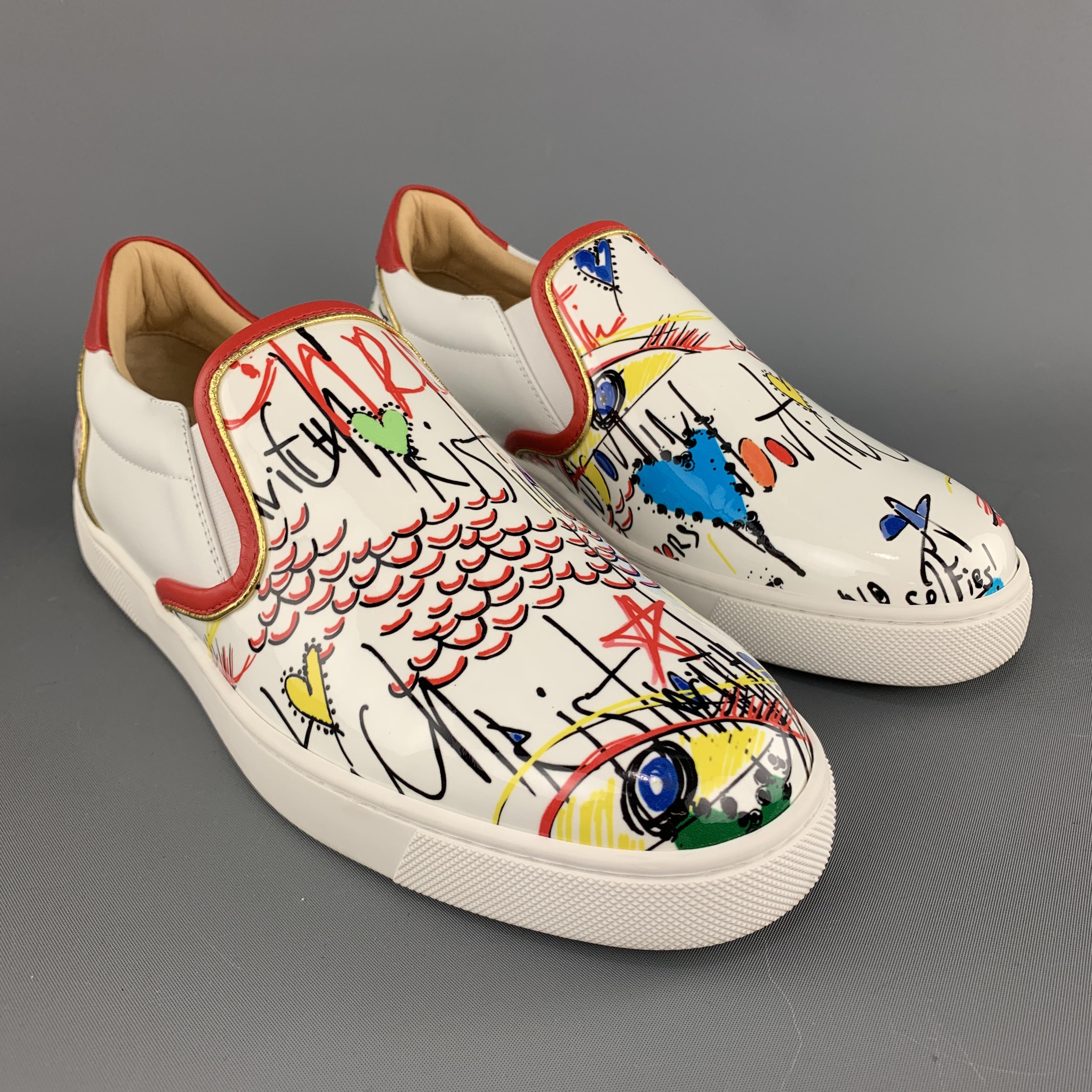 red sole sneakers with scribbles