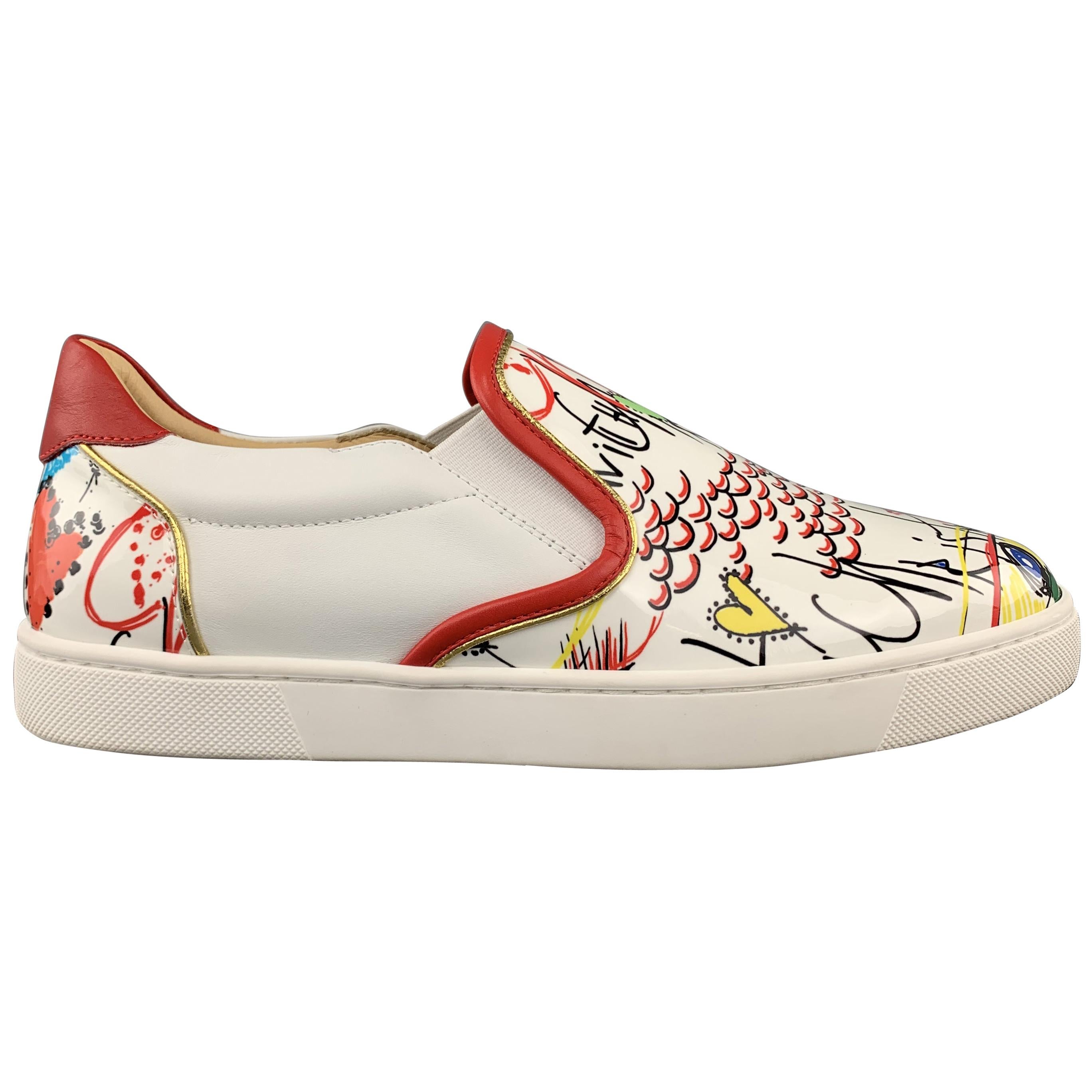 CHRISTIAN LOUBOUTIN Size 9 Patent Leather Scribble Masteralta Sneakers