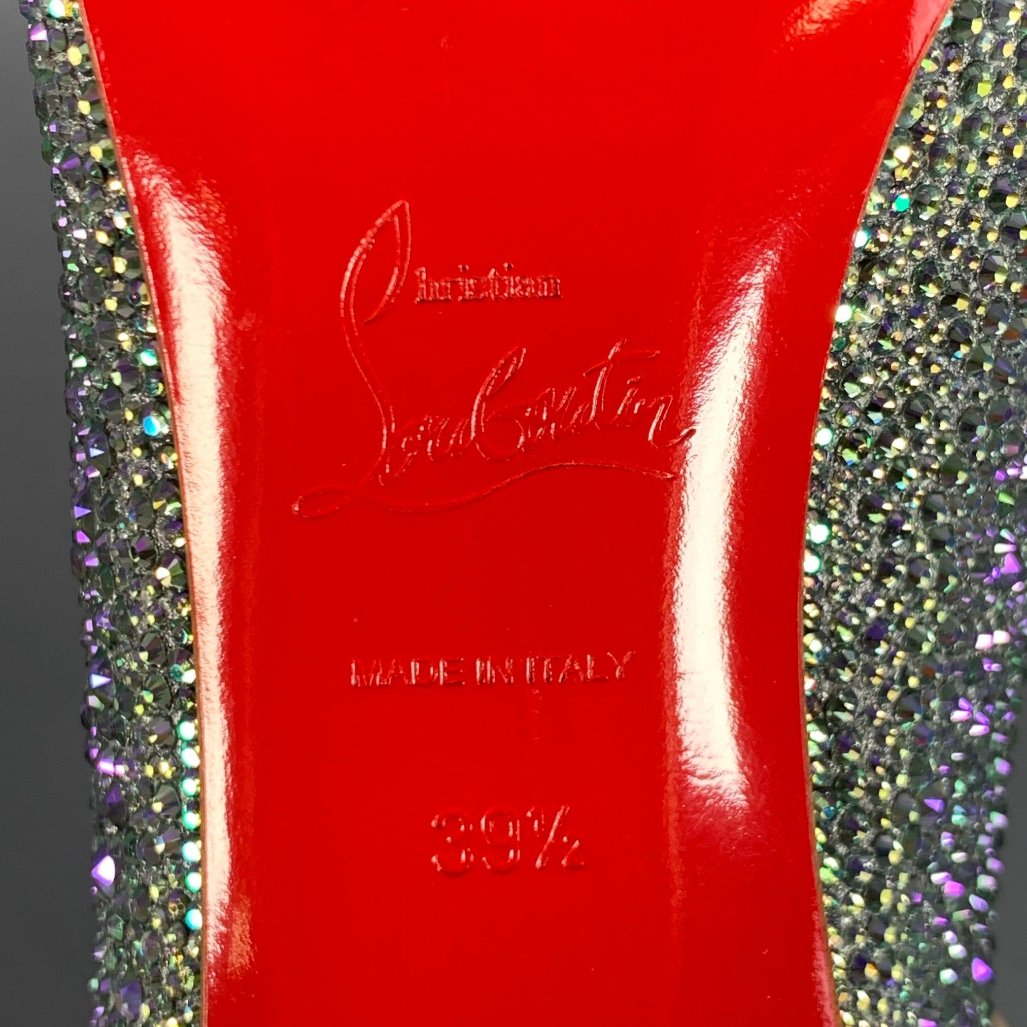 CHRISTIAN LOUBOUTIN Taille 9.5 Kate Strass Multi Color Red Suede Rhinestones Pointed Toe Pumps en vente 3