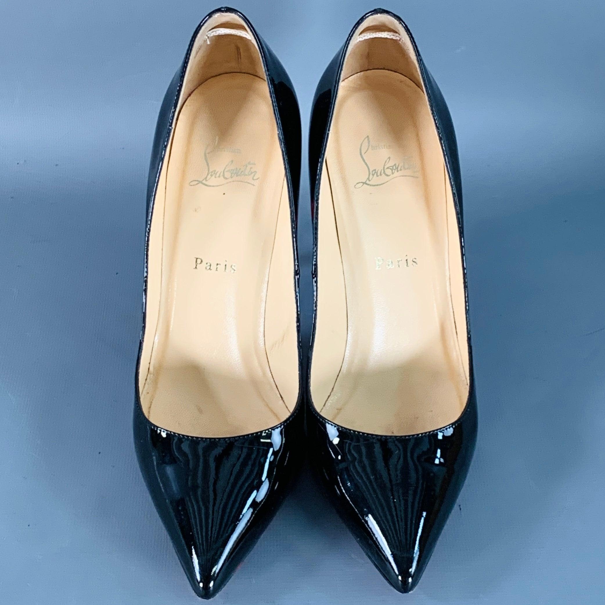CHRISTIAN LOUBOUTIN Size 9.5 Pigalle Black Red Patent Leather Pointed Toe Pumps In condizioni ottime in vendita a San Francisco, CA