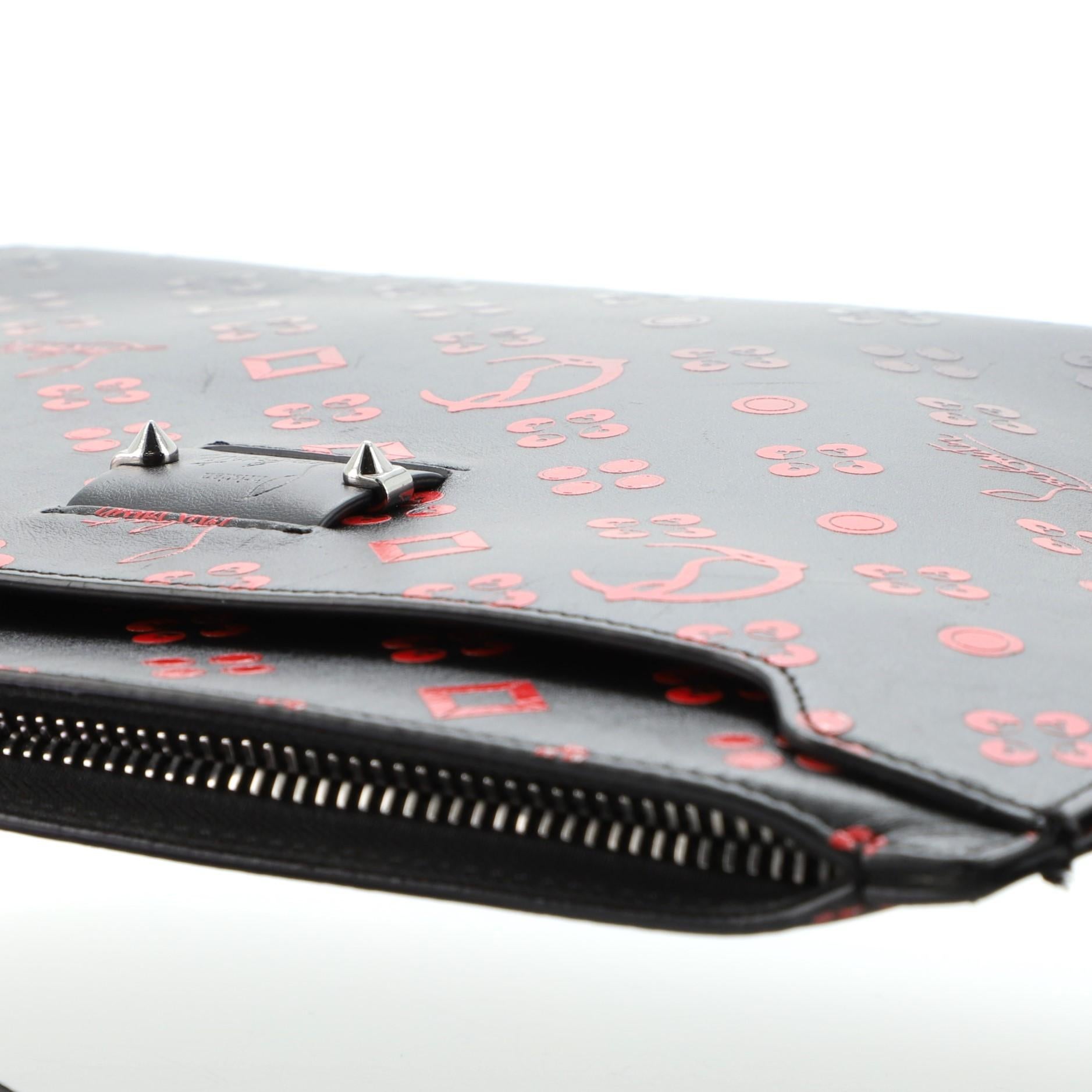 Christian Louboutin Skypouch Wristlet Clutch Degrade Monogram Printed Leather 2