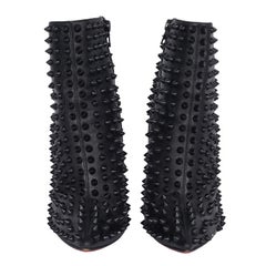 Christian Louboutin Snakilta 120 Black Spiked Leather Booties Size 37