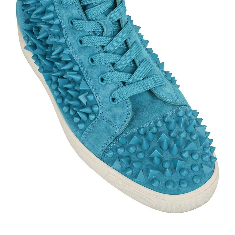 Christian Louboutin Sneakers Turquoise Louis Pik Pik Flat Suede 43.5 / 10.5  mint at 1stDibs