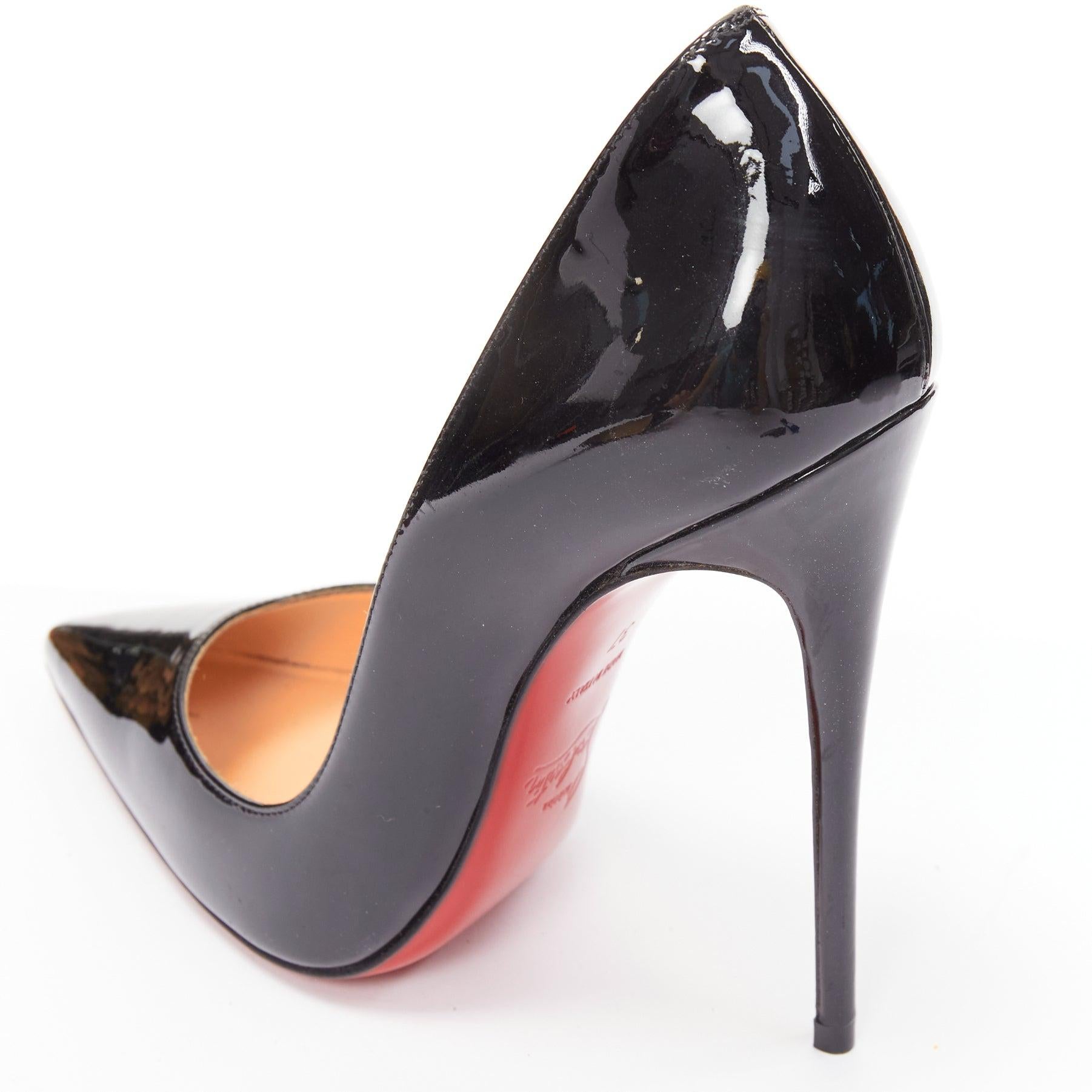 CHRISTIAN LOUBOUTIN So KAte 120 black patent leather point pigalle pump EU37 4