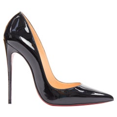 CHRISTIAN LOUBOUTIN So KAte 120 schwarz Lackleder Spitze Pigalle Pumps EU37