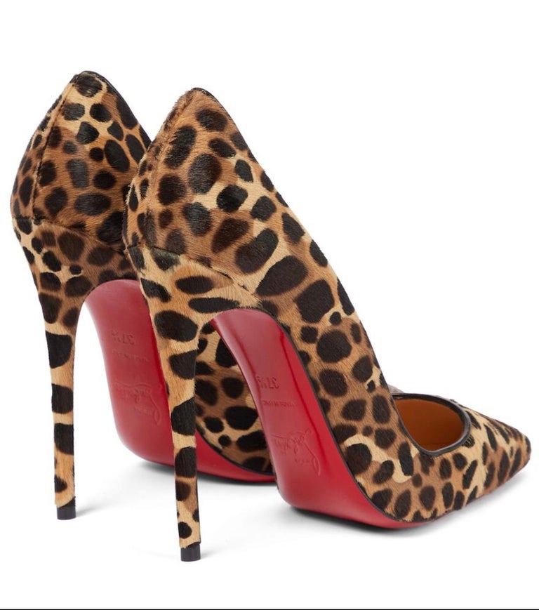 Escarpin Christian Louboutin Kate 36,5 - Cuir Léopard Marron - Talon Aiguille 10 Cm - Neuf Avec Défauts