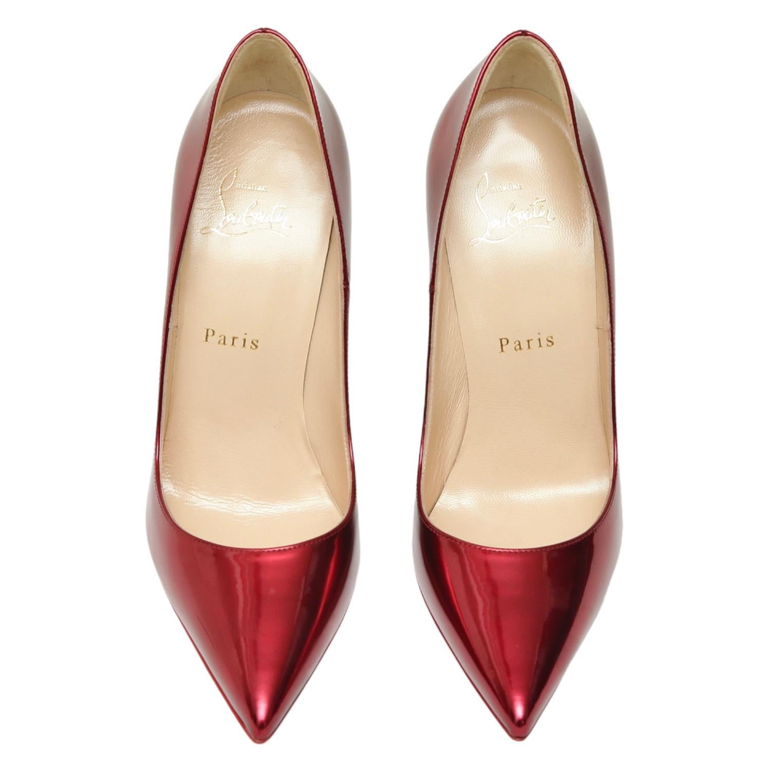 CHRISTIAN LOUBOUTIN So Kate 120 Red Patent Leather Pump Pointed Toe 38 1