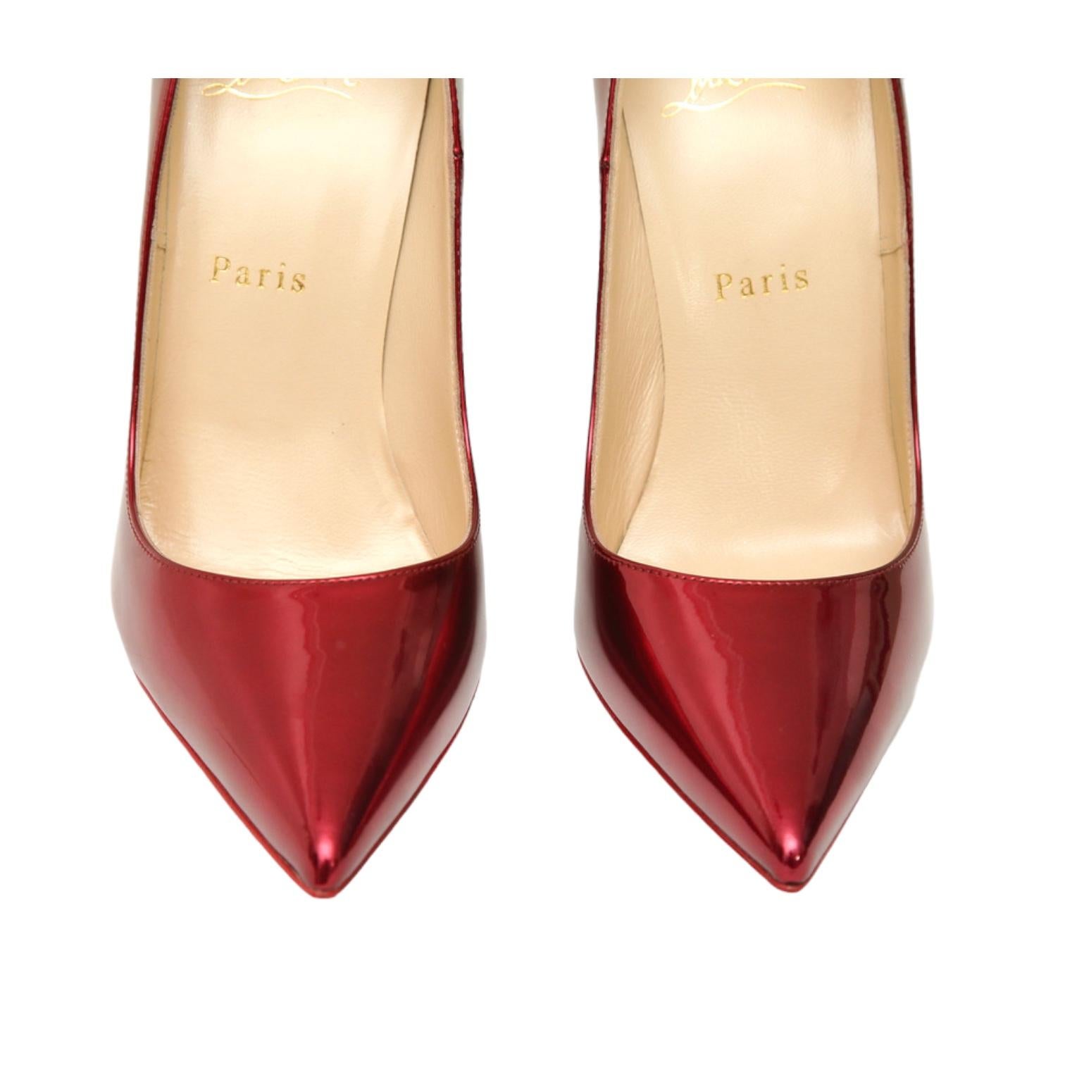 CHRISTIAN LOUBOUTIN So Kate 120 Red Patent Leather Pump Pointed Toe 38 2