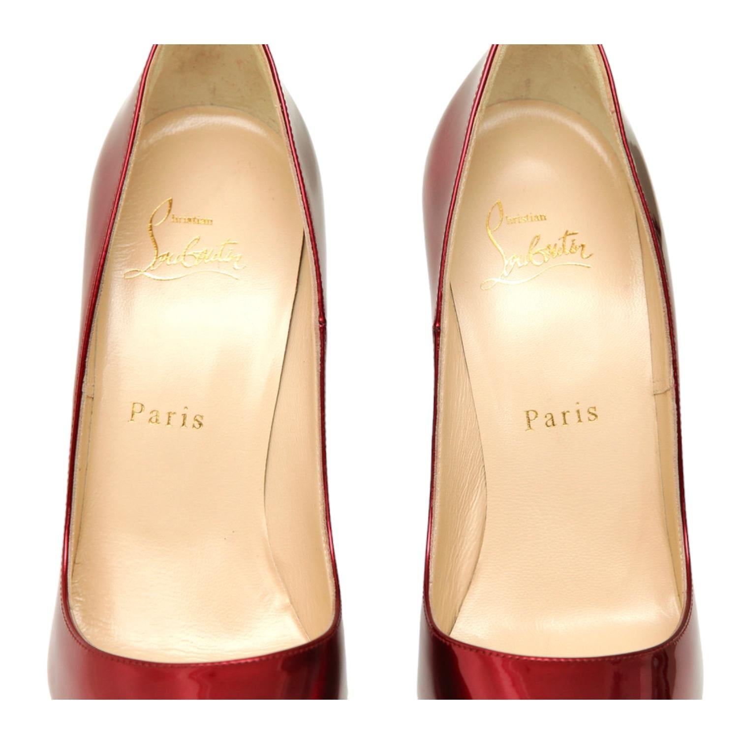CHRISTIAN LOUBOUTIN So Kate 120 Red Patent Leather Pump Pointed Toe 38 3