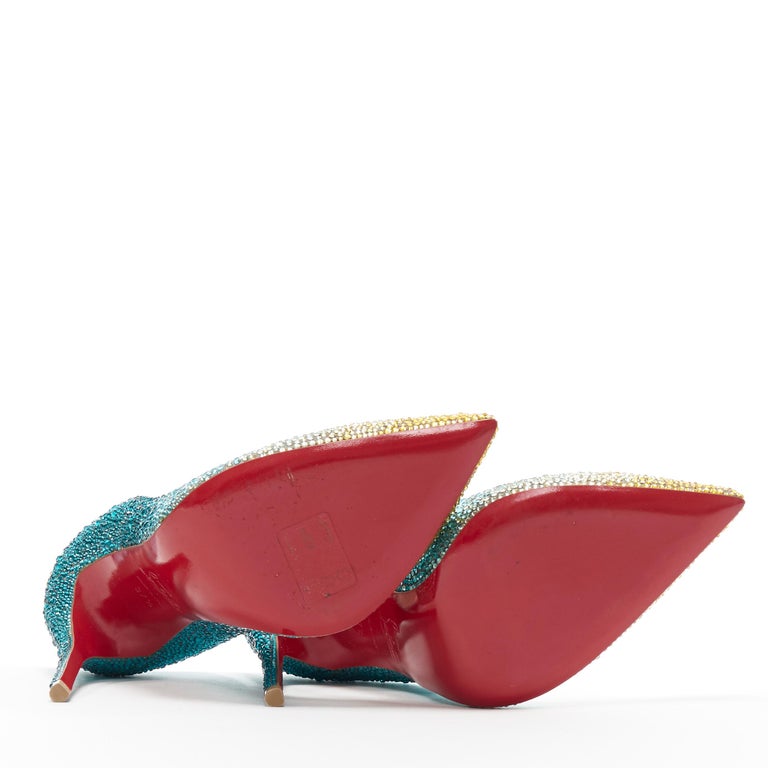 CHRISTIAN LOUBOUTIN So Kate 120 Strass crystal blue yellow gradient ...