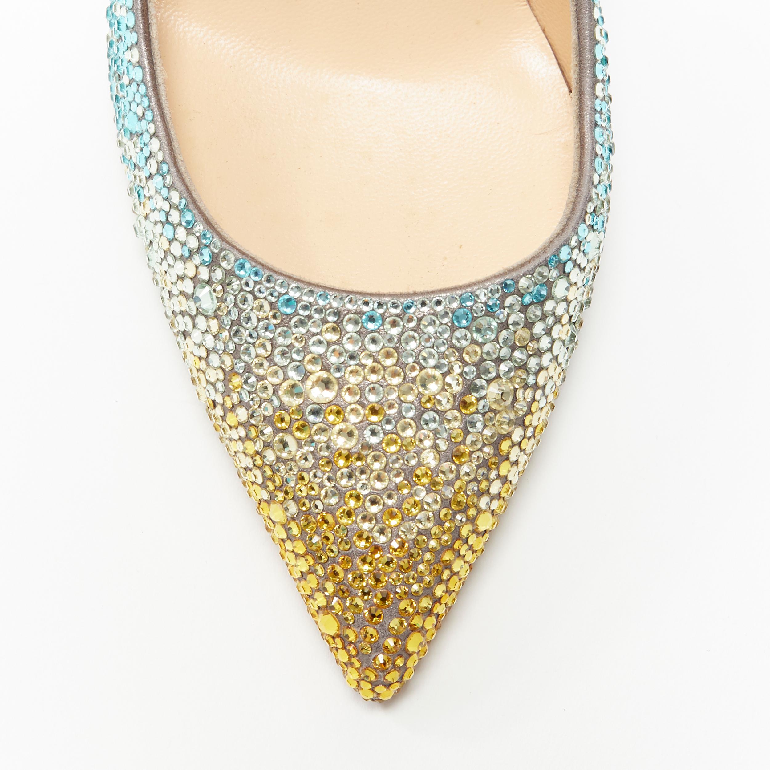 CHRISTIAN LOUBOUTIN So Kate 120 Strass crystal blue yellow gradient pump EU37.5 In Excellent Condition In Hong Kong, NT