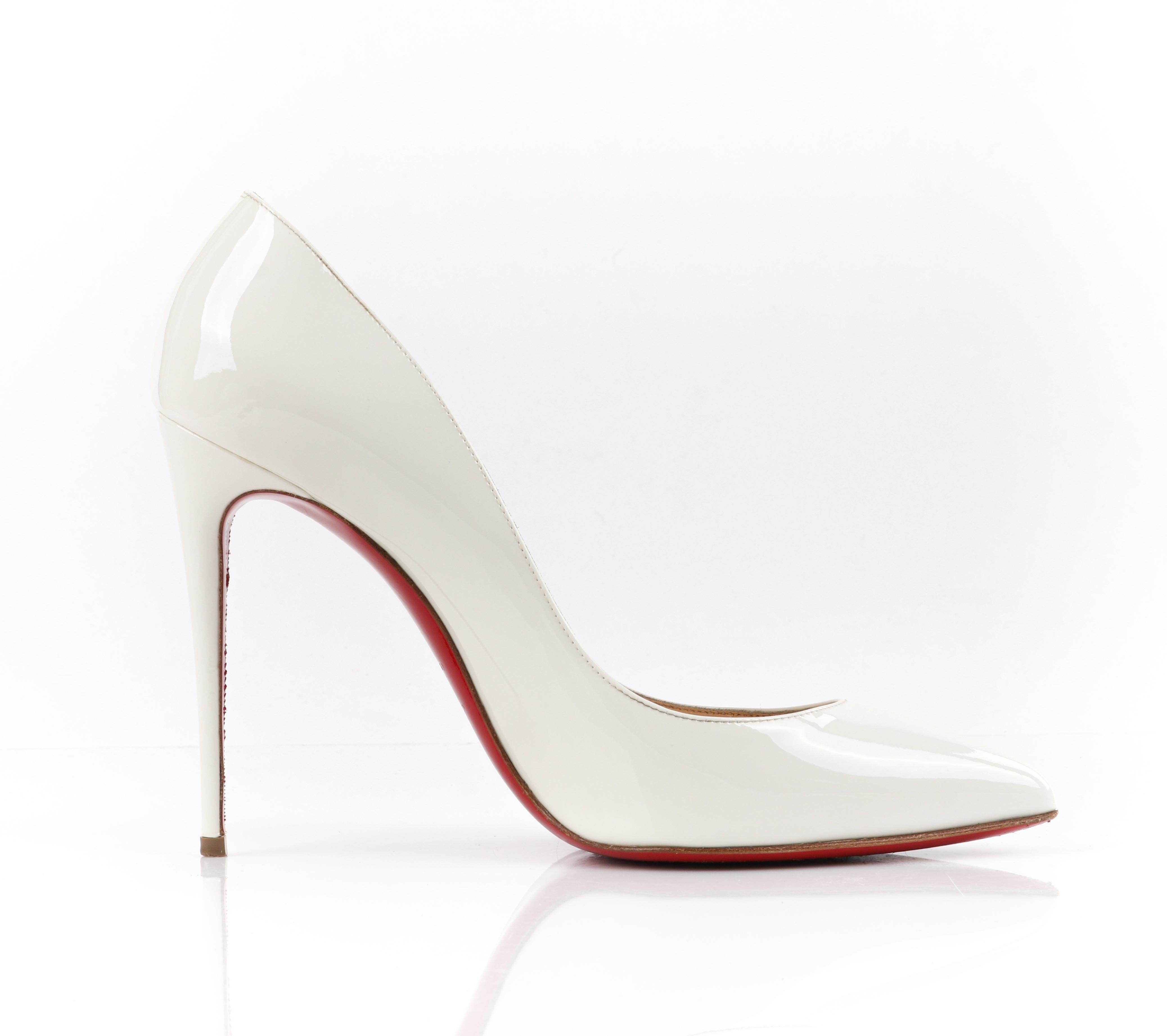 CHRISTIAN LOUBOUTIN “So Kate” 120 White Patent Leather Stiletto High Heel Pumps In Good Condition In Thiensville, WI