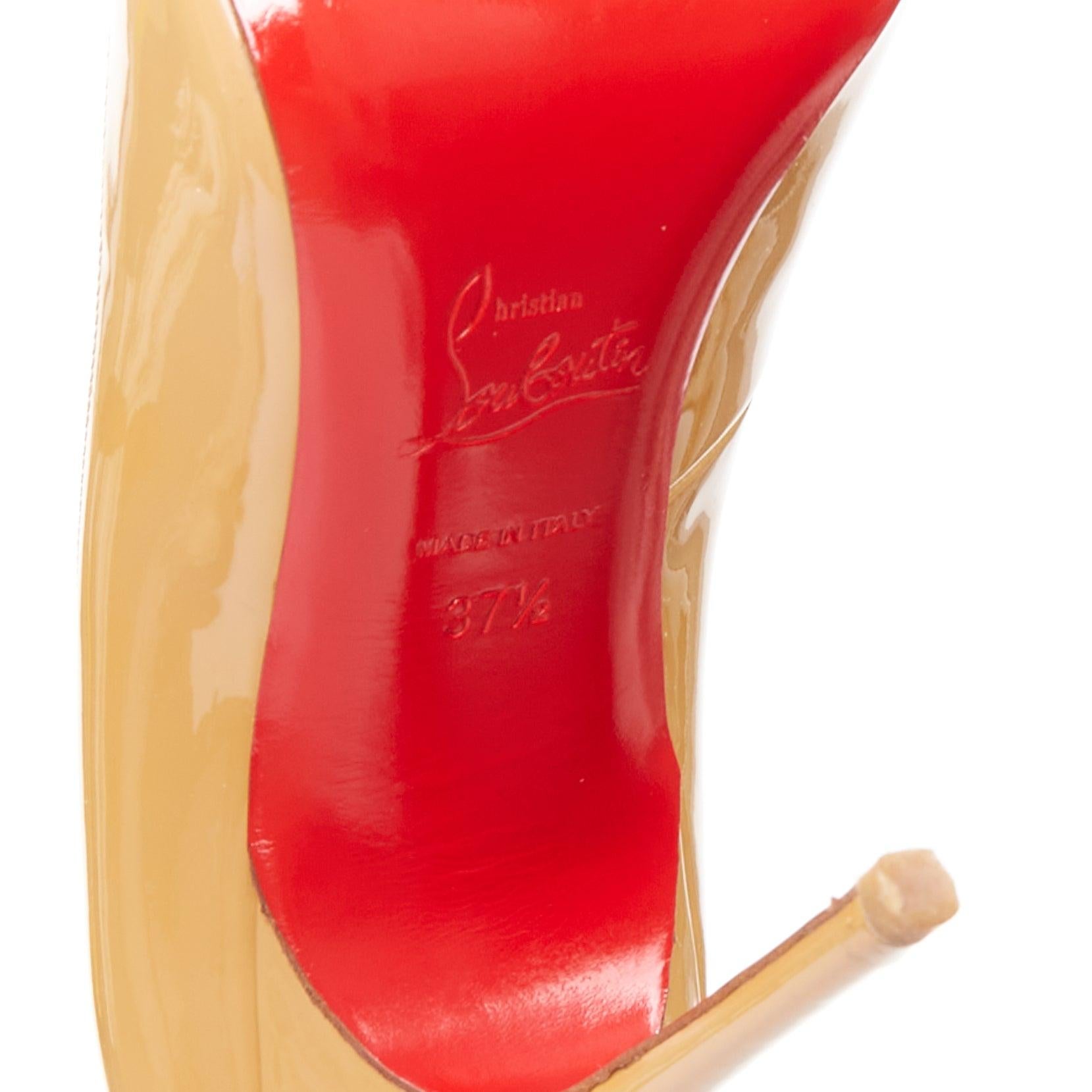 CHRISTIAN LOUBOUTIN So KAte beige tan patent point toe stiletto pumps EU37.5 in vendita 5