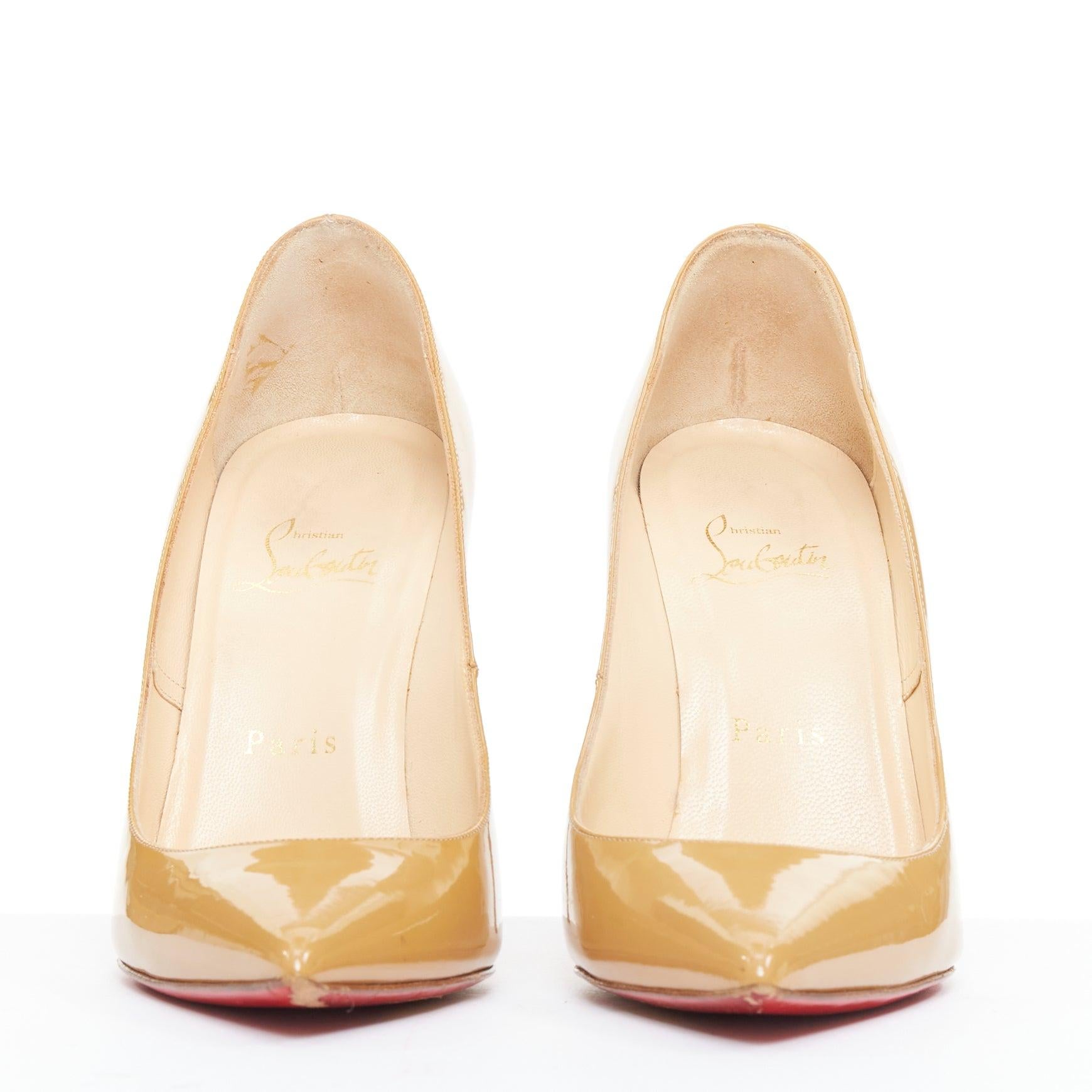 Beige CHRISTIAN LOUBOUTIN So KAte beige tan patent point toe stiletto pumps EU37.5 in vendita