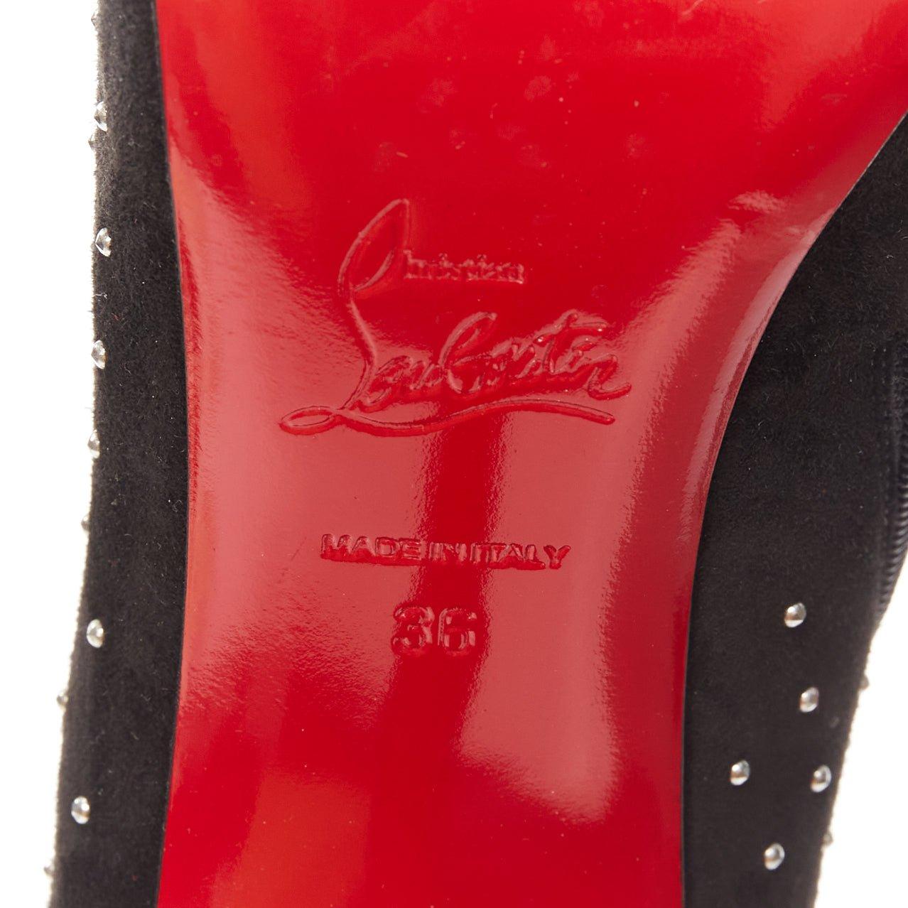 CHRISTIAN LOUBOUTIN So Kate Booty en daim noir orné de micro clous pointus EU36 en vente 5
