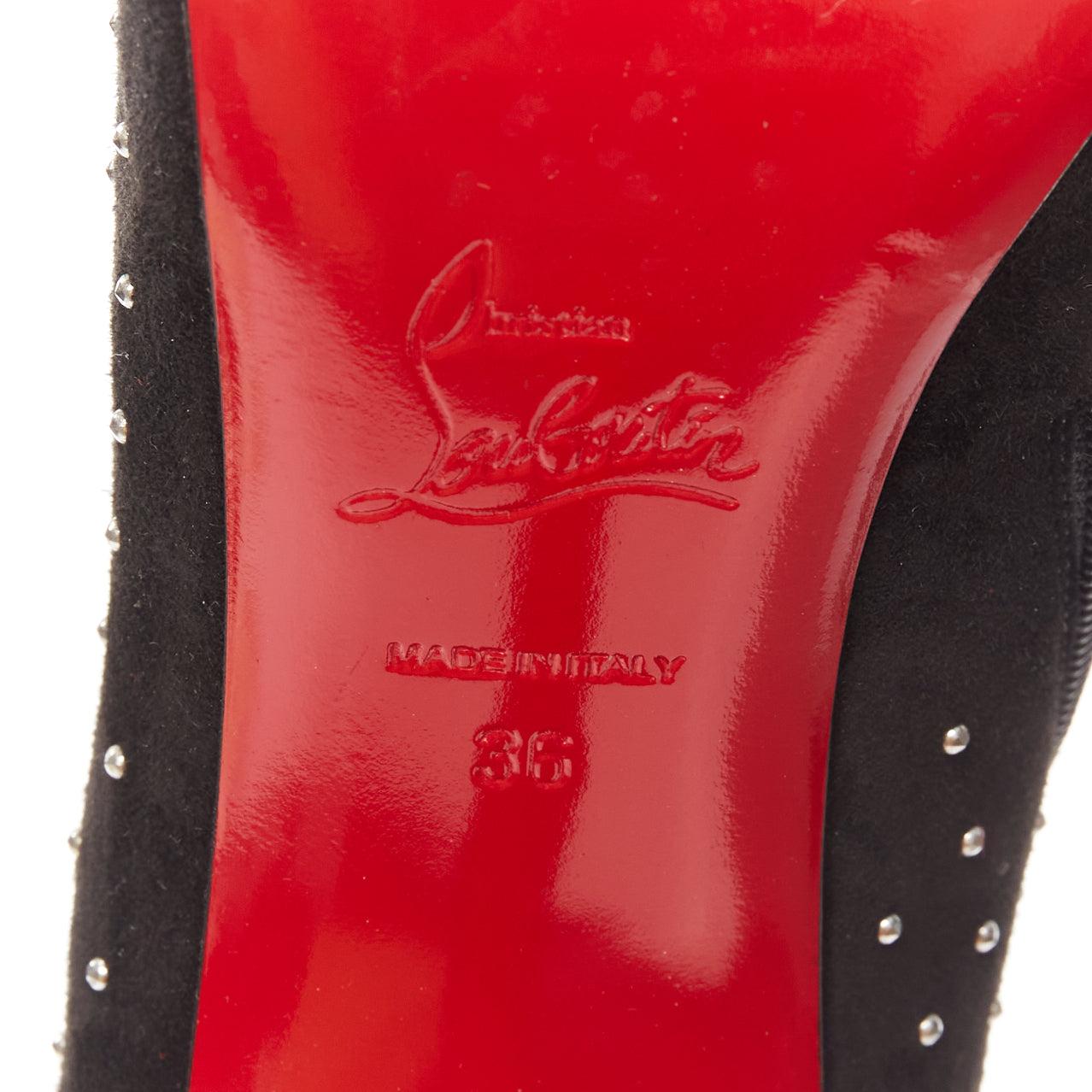CHRISTIAN LOUBOUTIN So Kate Booty black suede micro stud embellished pointy EU36 For Sale 6