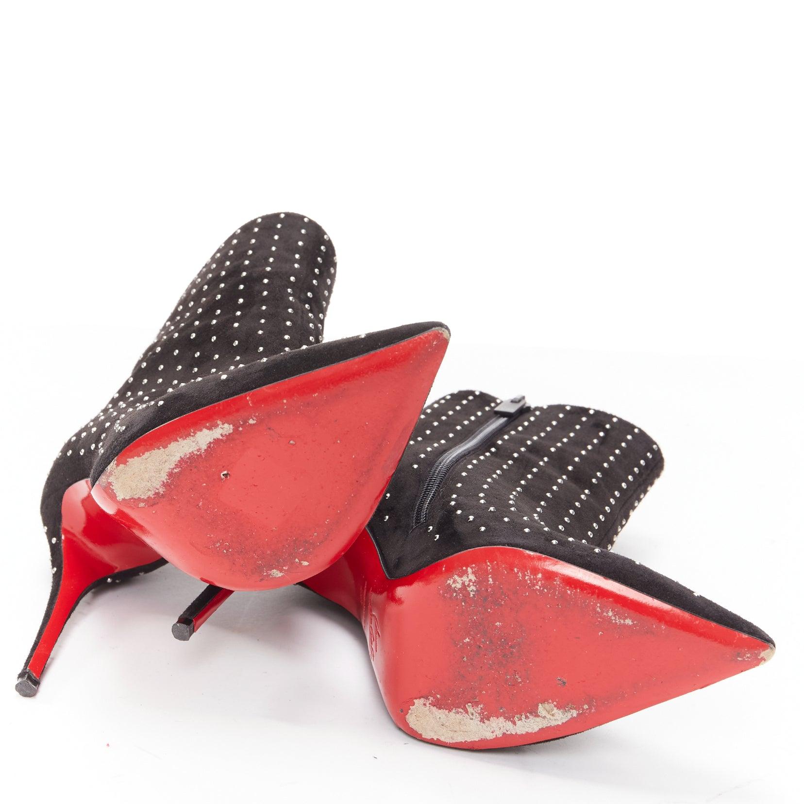 CHRISTIAN LOUBOUTIN So Kate Booty en daim noir orné de micro clous pointus EU36 en vente 6