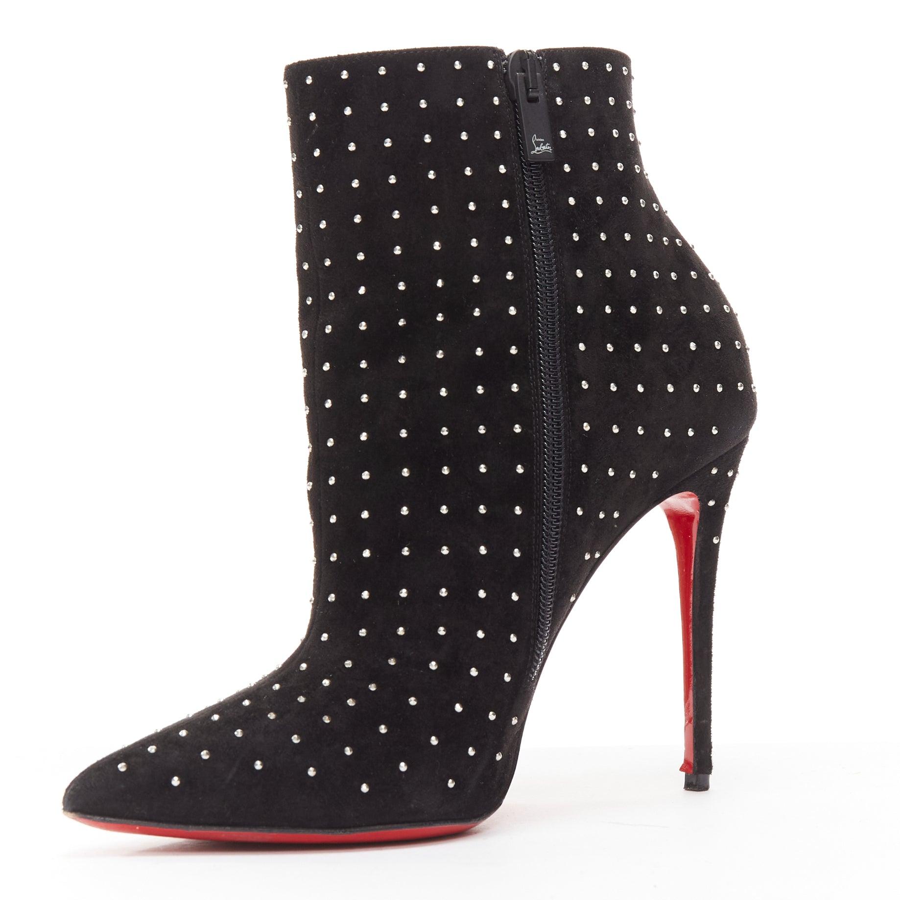 Women's CHRISTIAN LOUBOUTIN So Kate Booty black suede micro stud embellished pointy EU36 For Sale