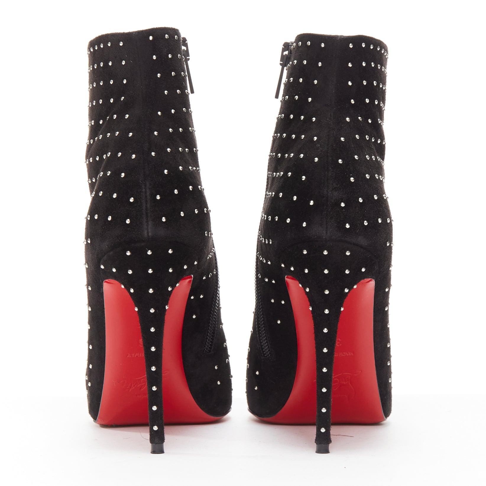 CHRISTIAN LOUBOUTIN So Kate Booty black suede micro stud embellished pointy EU36 For Sale 1