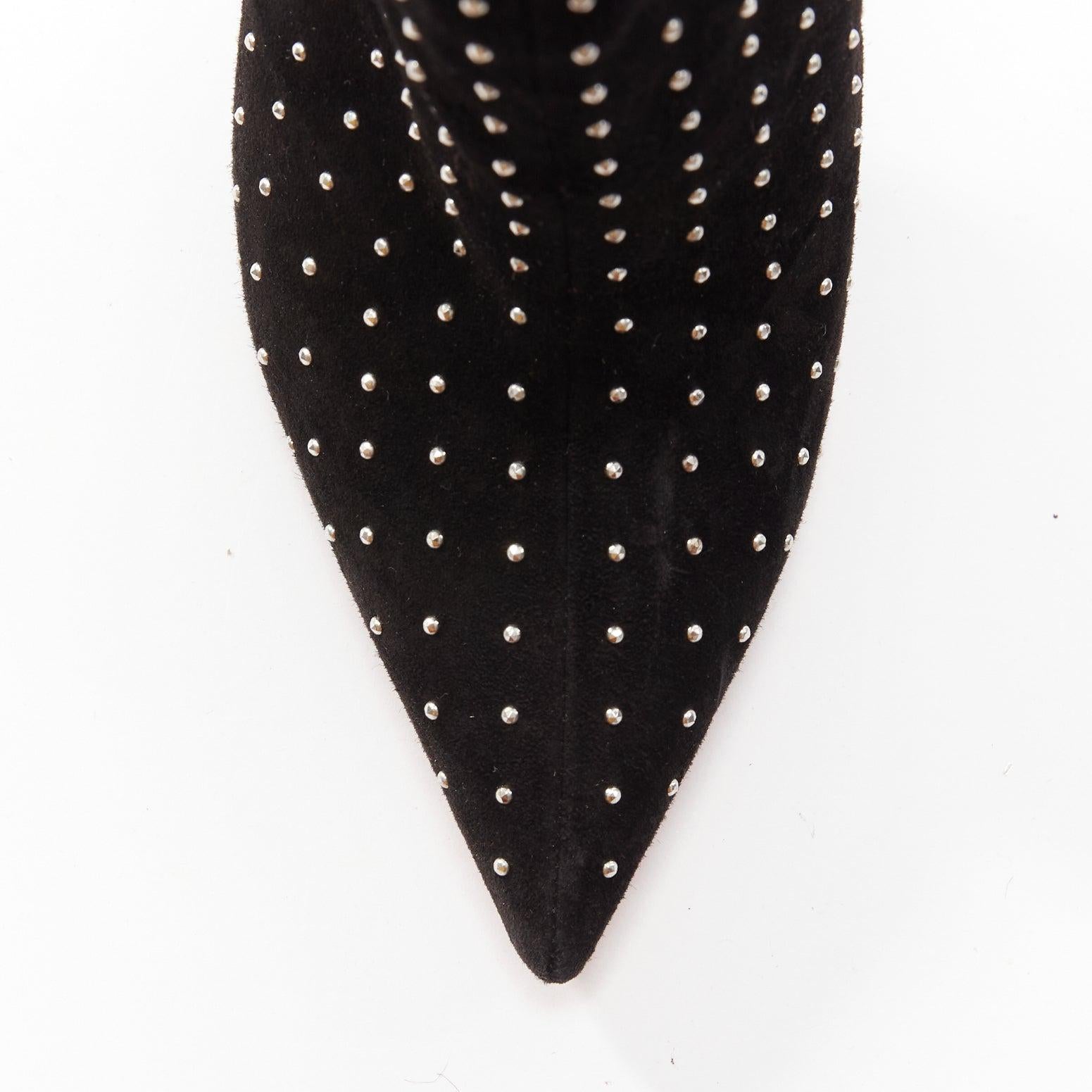 CHRISTIAN LOUBOUTIN So Kate Booty black suede micro stud embellished pointy EU36 For Sale 2