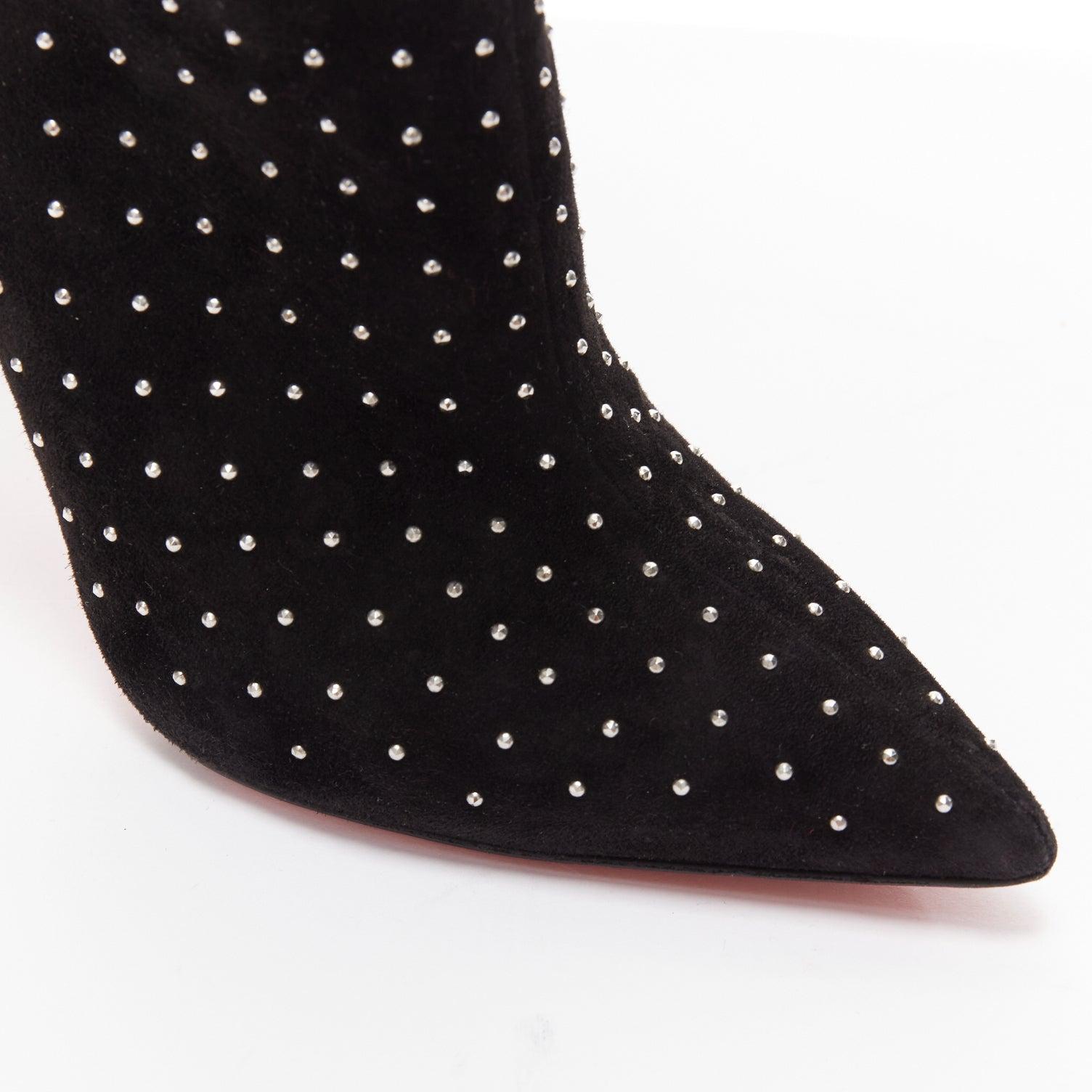 CHRISTIAN LOUBOUTIN So Kate Booty en daim noir orné de micro clous pointus EU36 en vente 2