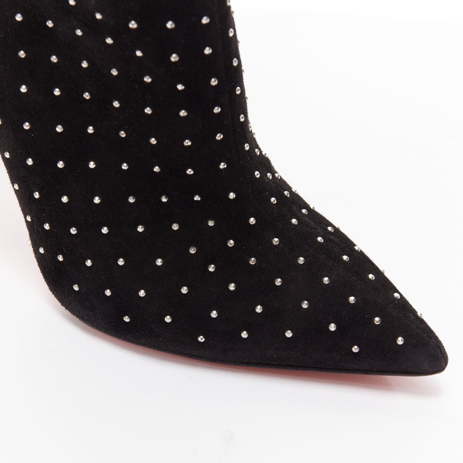 CHRISTIAN LOUBOUTIN So Kate Booty black suede micro stud embellished pointy EU36 For Sale 3