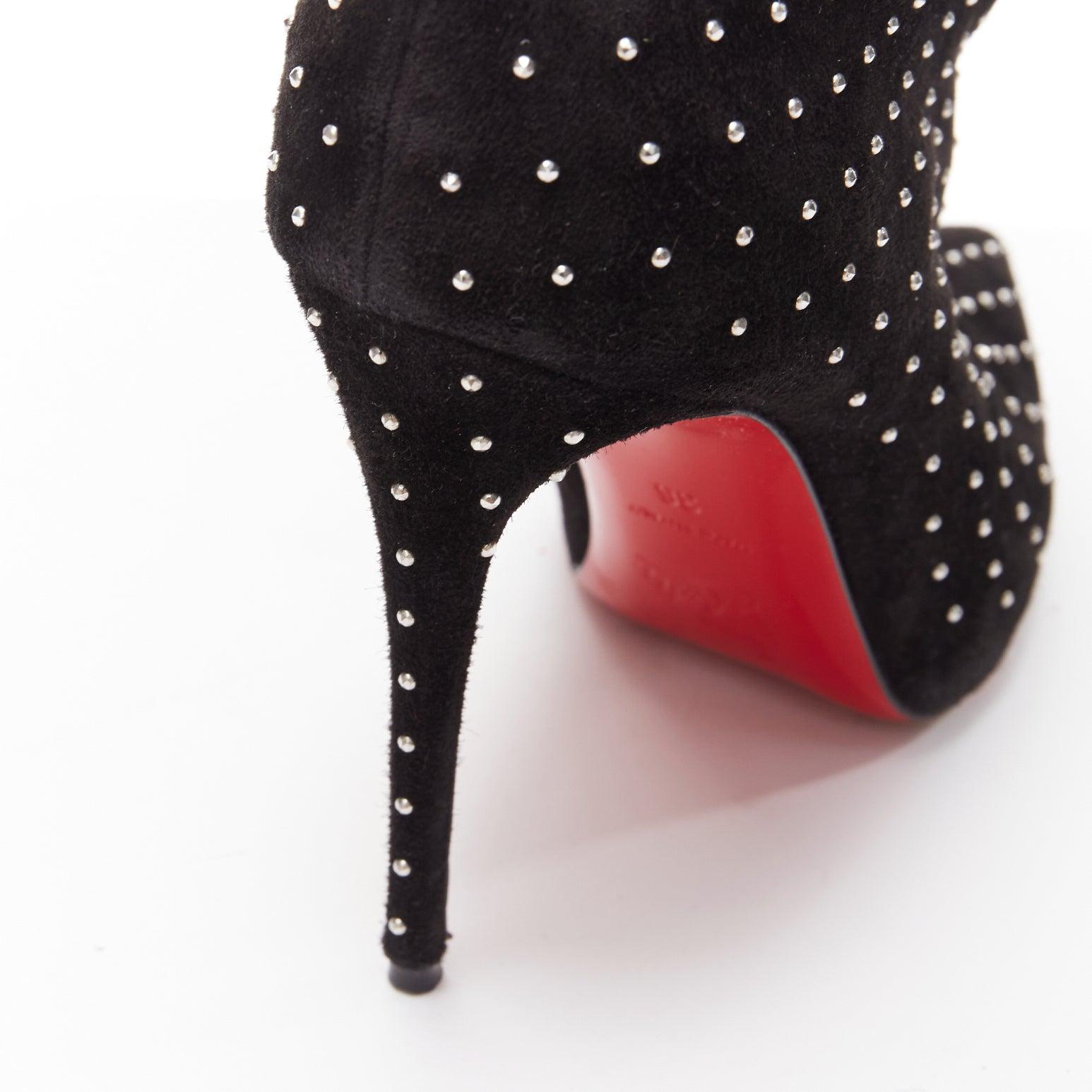 CHRISTIAN LOUBOUTIN So Kate Booty black suede micro stud embellished pointy EU36 For Sale 4