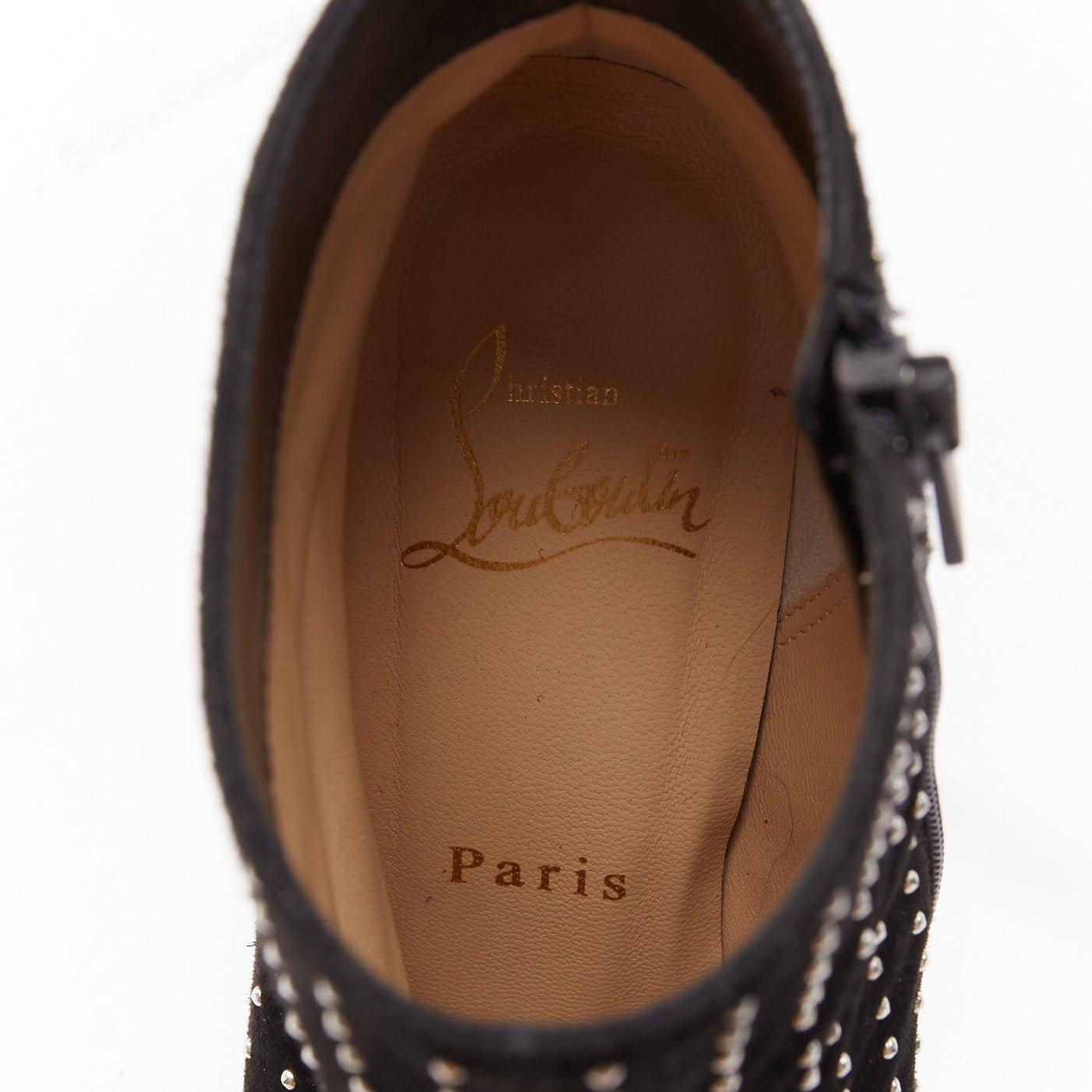 CHRISTIAN LOUBOUTIN So Kate Booty en daim noir orné de micro clous pointus EU36 en vente 4