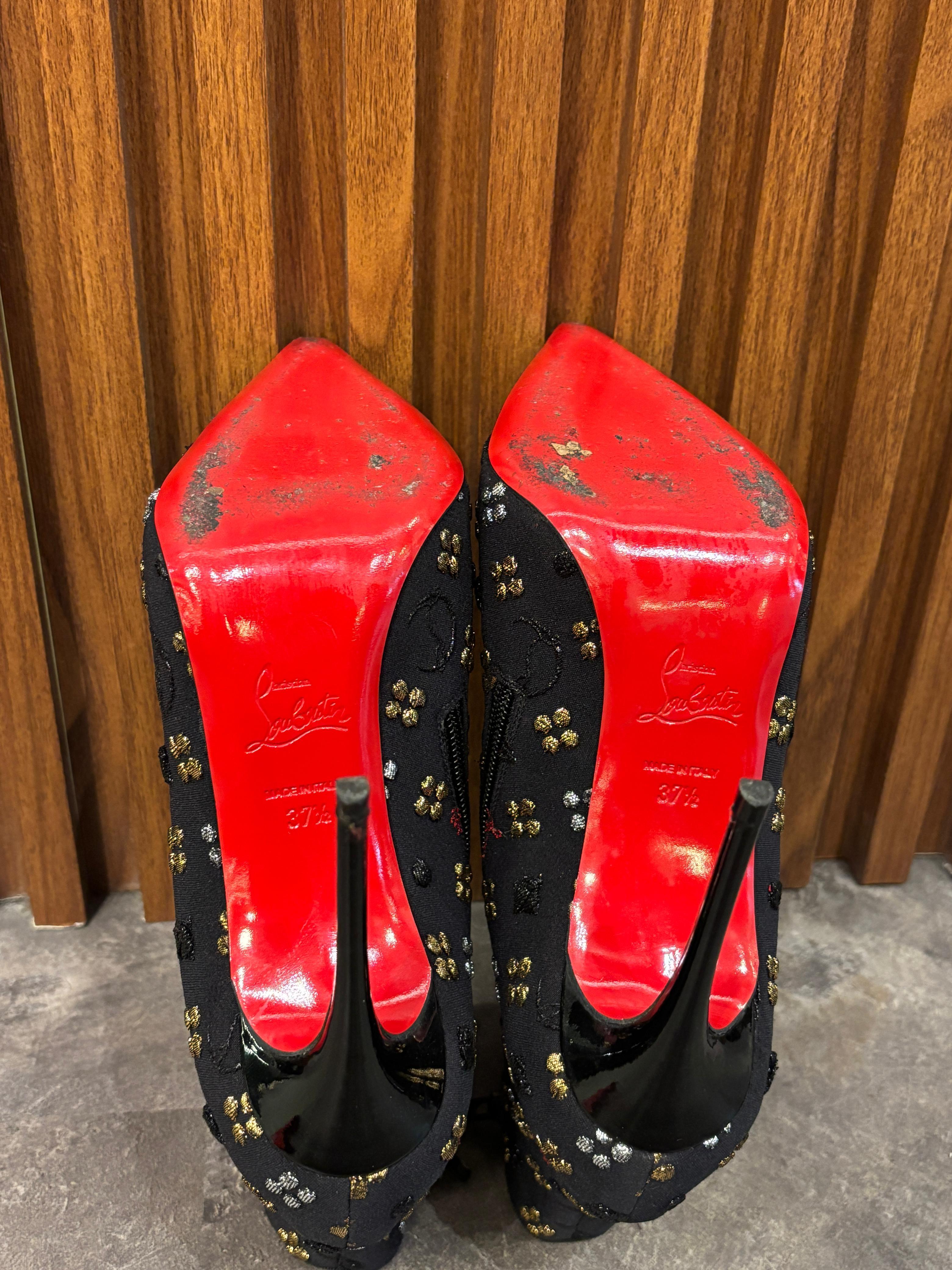 Louboutin So Kate Jacquard ankle booties. In very good condition. Light usage on the bottom soles. Comes with dust bag. Size 37.5. Insole about 23 cm.