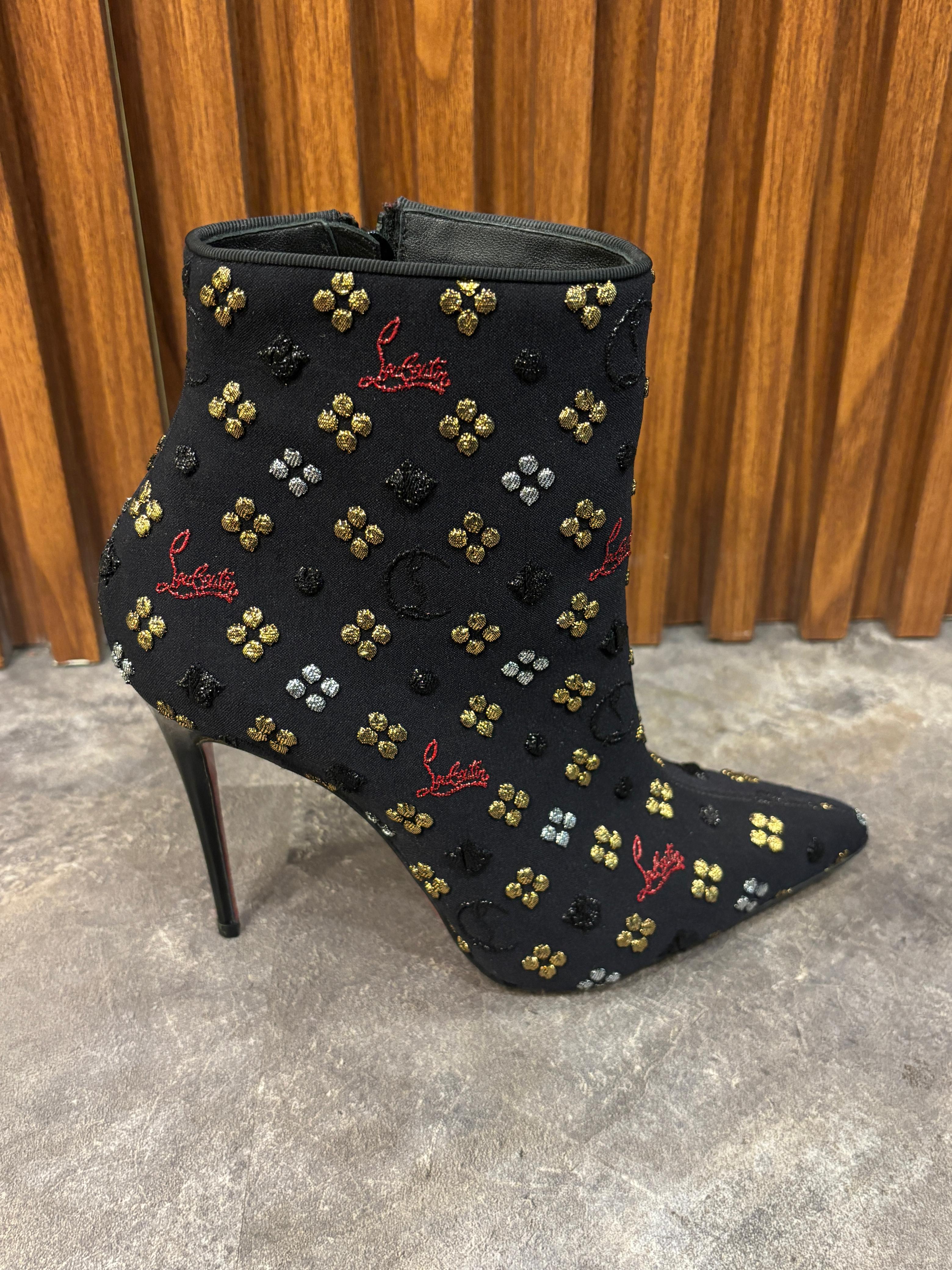 Women's Christian Louboutin So Kate Jacquard Logo 105mm Ankle Bootie For Sale