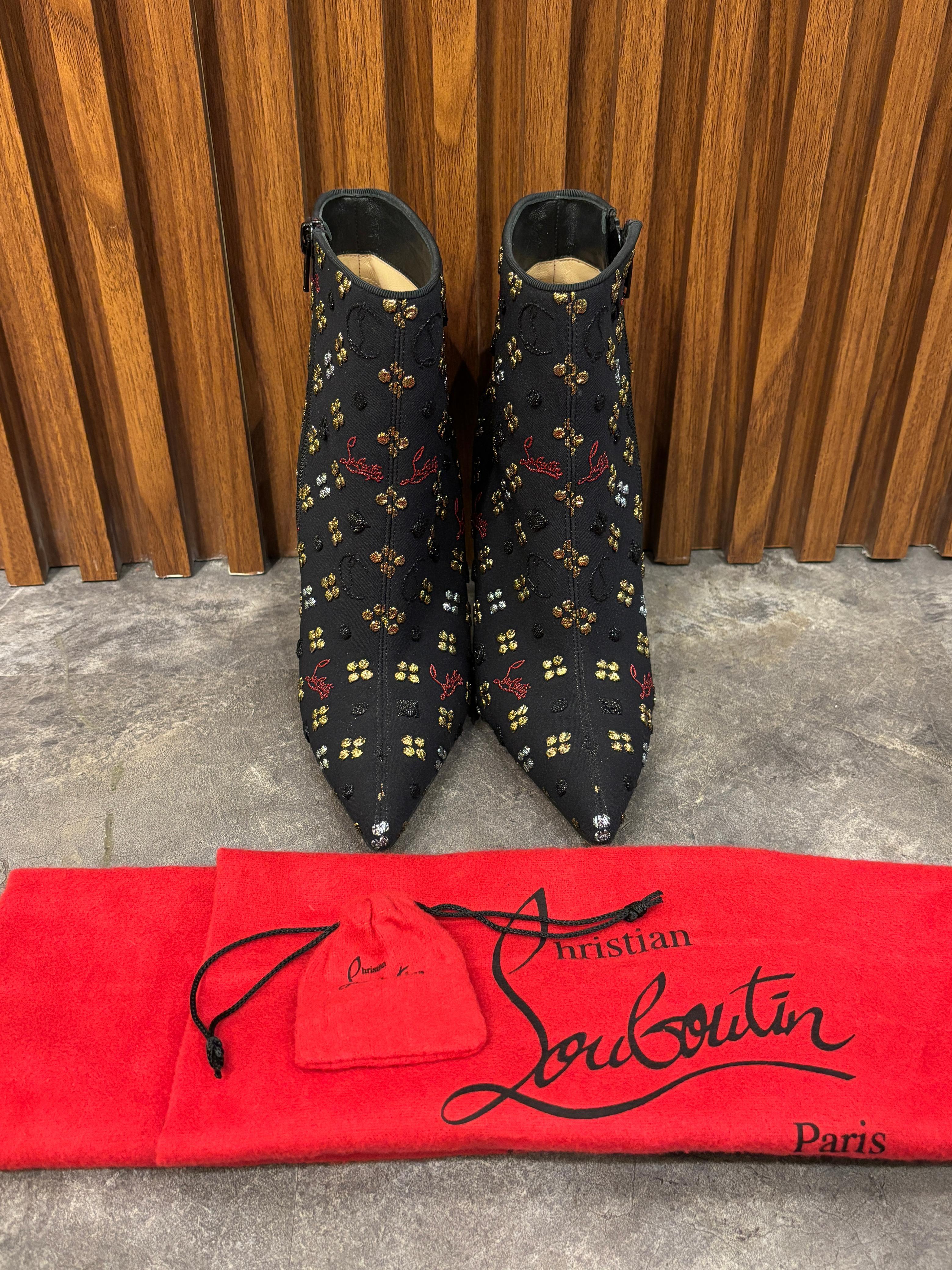 Christian Louboutin So Kate Jacquard Logo 105mm Ankle Bootie For Sale 2