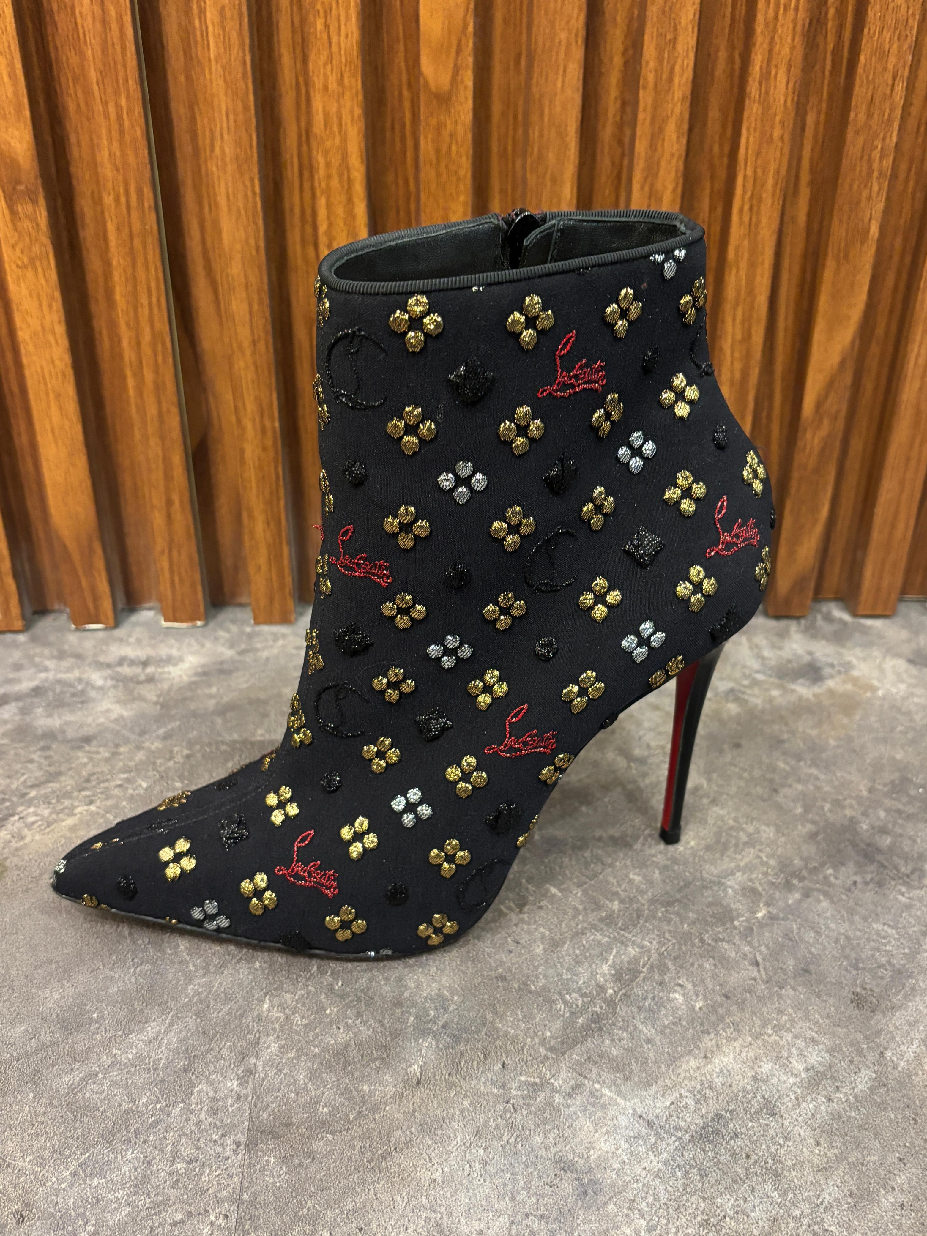 Christian Louboutin So Kate Jacquard Logo 105mm Ankle Bootie For Sale 3