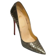 CHRISTIAN LOUBOUTIN So Kate Escarpins 120 en cuir exotique étain métallisé Taille 38