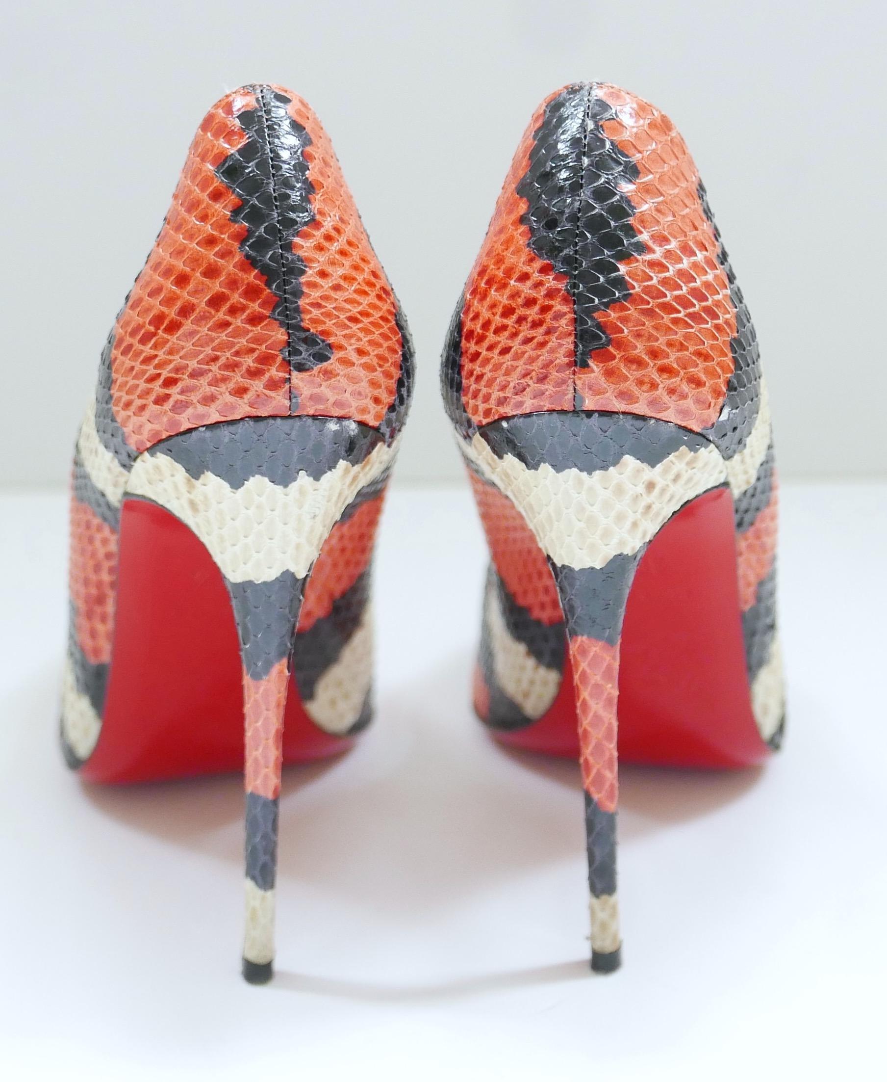 Christian Louboutin So Kate Striped Snakeskin Heels In New Condition For Sale In London, GB