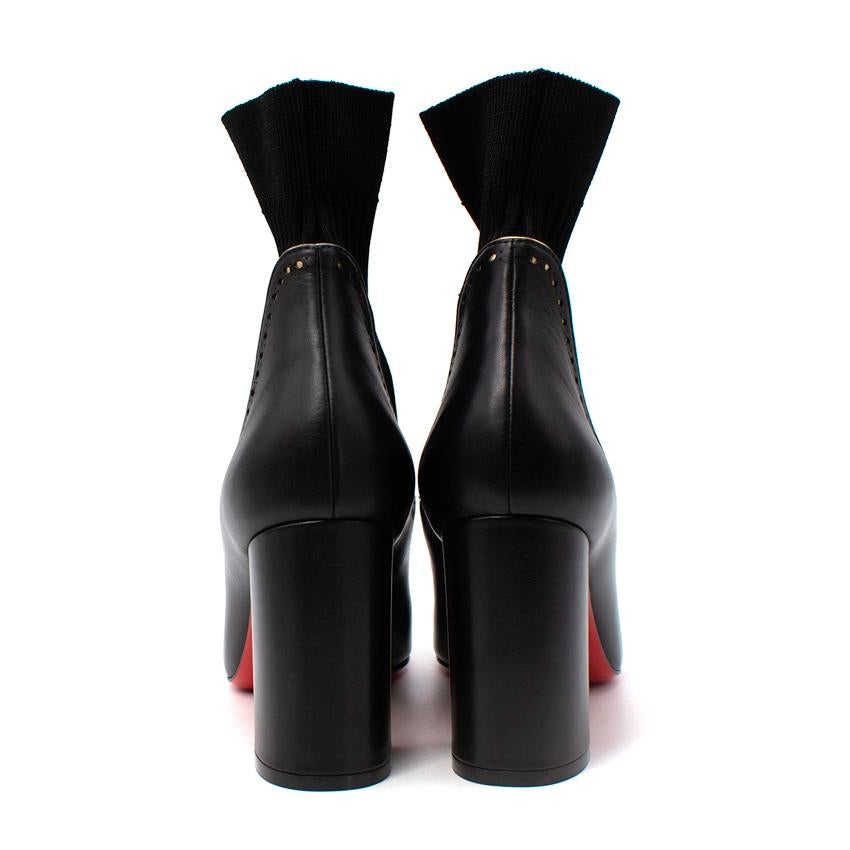 Christian Louboutin Sockies 85 Schwarzes Leder & Tricot Stiefeletten mit Absatz im Zustand „Hervorragend“ im Angebot in London, GB