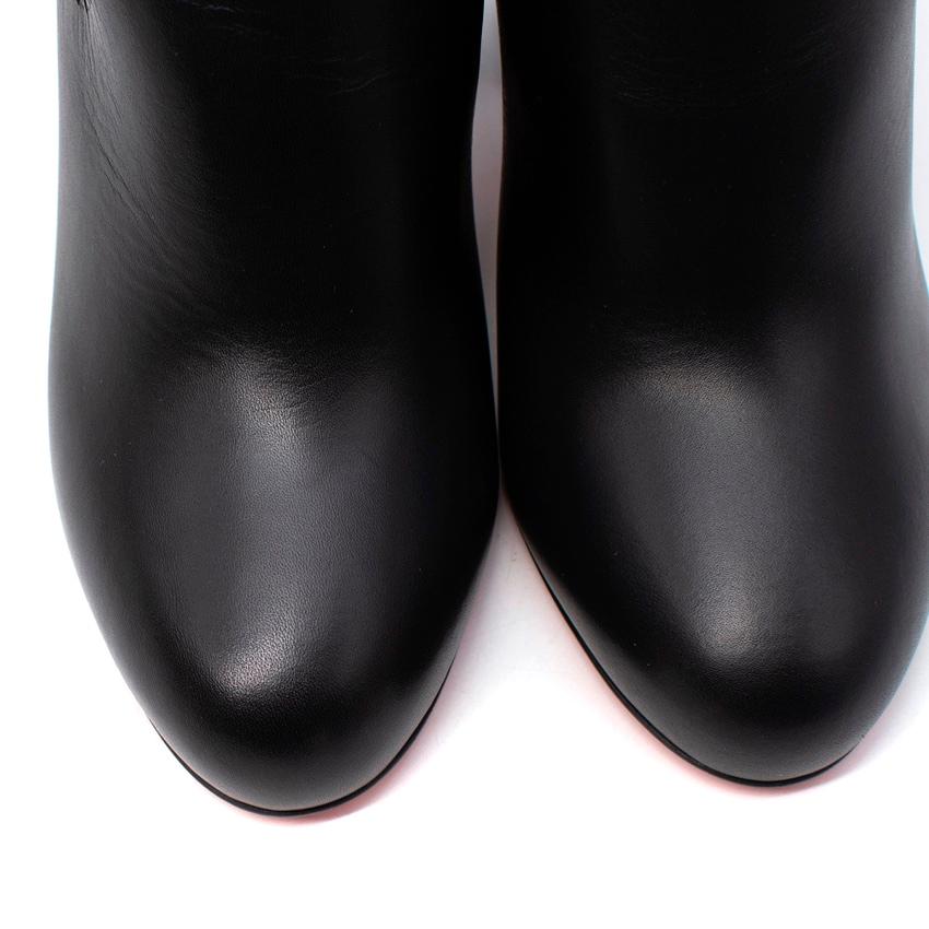 Christian Louboutin Sockies 85 Schwarzes Leder & Tricot Stiefeletten mit Absatz im Angebot 1