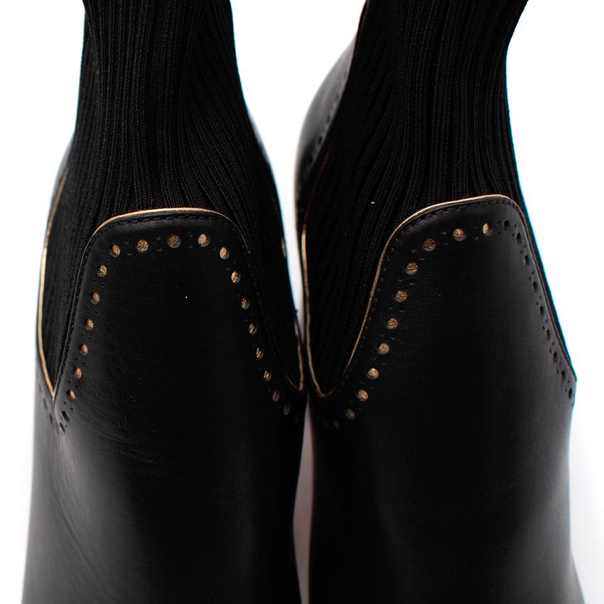 Christian Louboutin Sockies 85 Schwarzes Leder & Tricot Stiefeletten mit Absatz im Angebot 2
