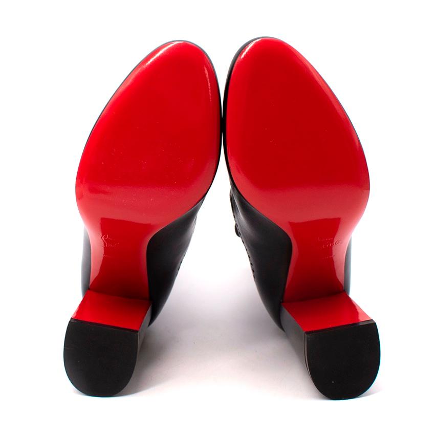 Christian Louboutin Sockies 85 Schwarzes Leder & Tricot Stiefeletten mit Absatz im Angebot 4