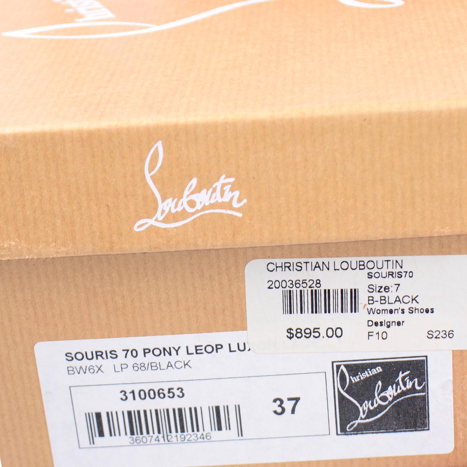 Christian Louboutin Souris 70 Pony Fur Cheetah Lace Zipper Bow Kitten Heel Shoes For Sale 8