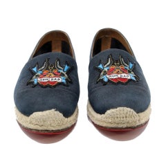 Christian Louboutin Sparrow Birds 'Mom & Dad' Tattoo Patch Espadrille Shoes