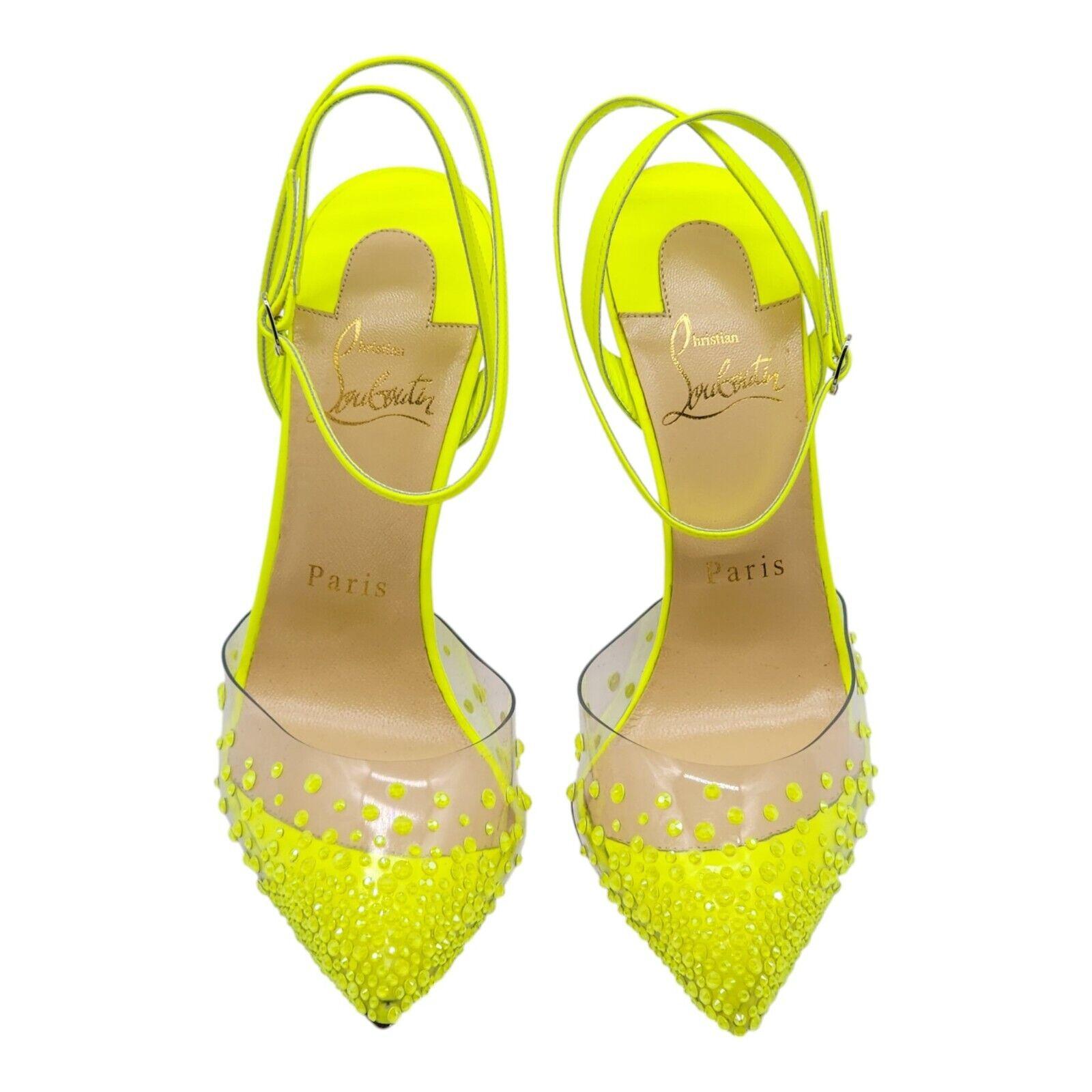Christian Louboutin Spikaqueen Crystal Pumps Leather in Yellow.

Clear upper with crystals, Leather insole and outsole.

Additional information:
Material: Leather
Color: Yellow
Size: 36.5 EU
Country: Italy
Dimension: Heel height 100mm. (4