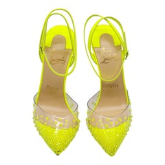 Christian Louboutin Spikaqueen Crystal Pumps Leather in Yellow