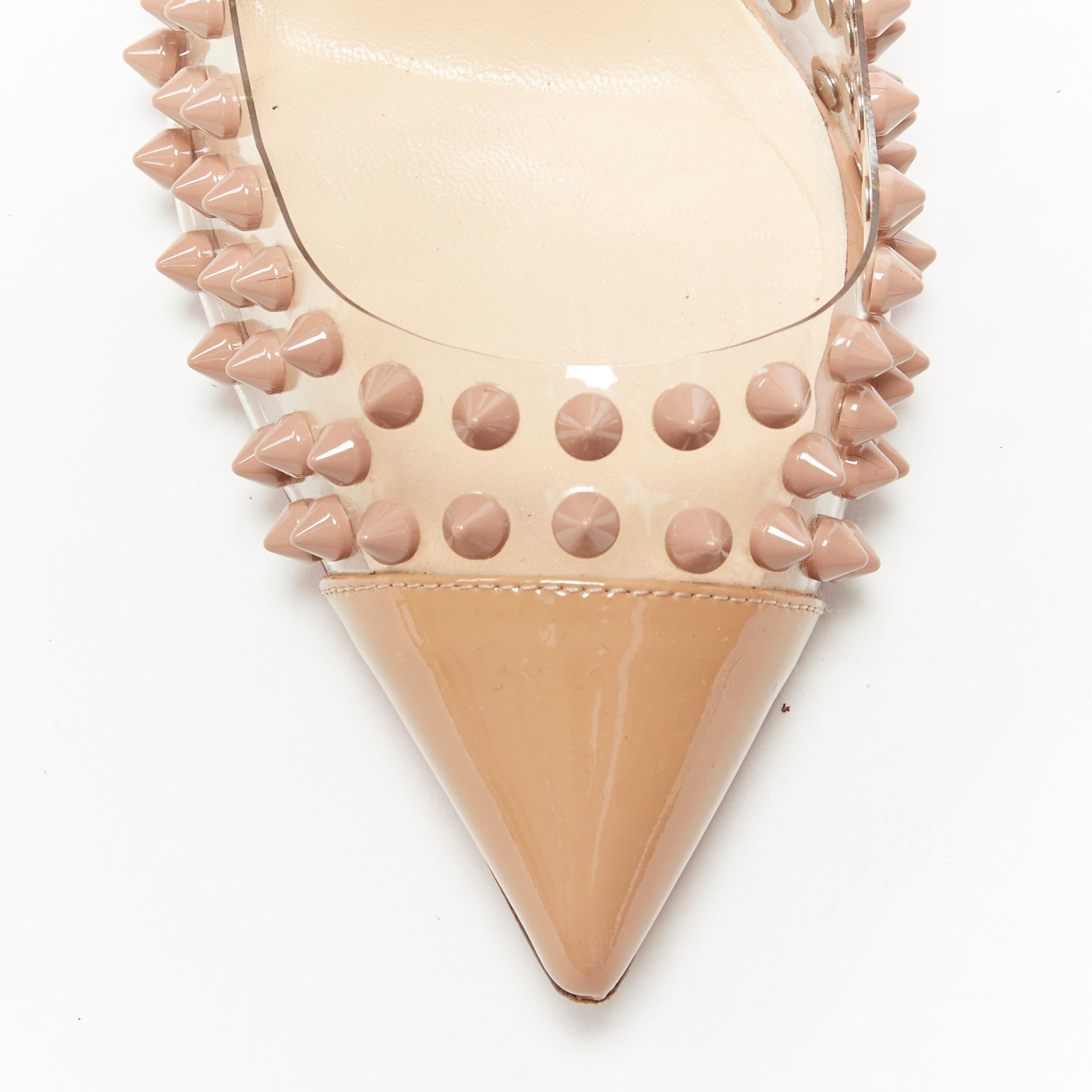 CHRISTIAN LOUBOUTIN Spike Me nude spike stud PVC patent toe pigalle pump EU36.5 In Excellent Condition In Hong Kong, NT