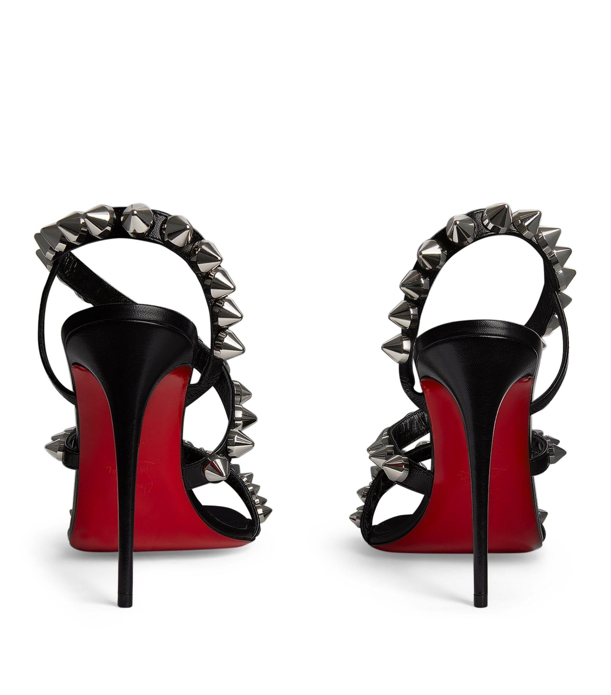 Christian Louboutin Spikita Strap 100 Black Silver Sandal Sz 36 In New Condition In Paradise Island, BS